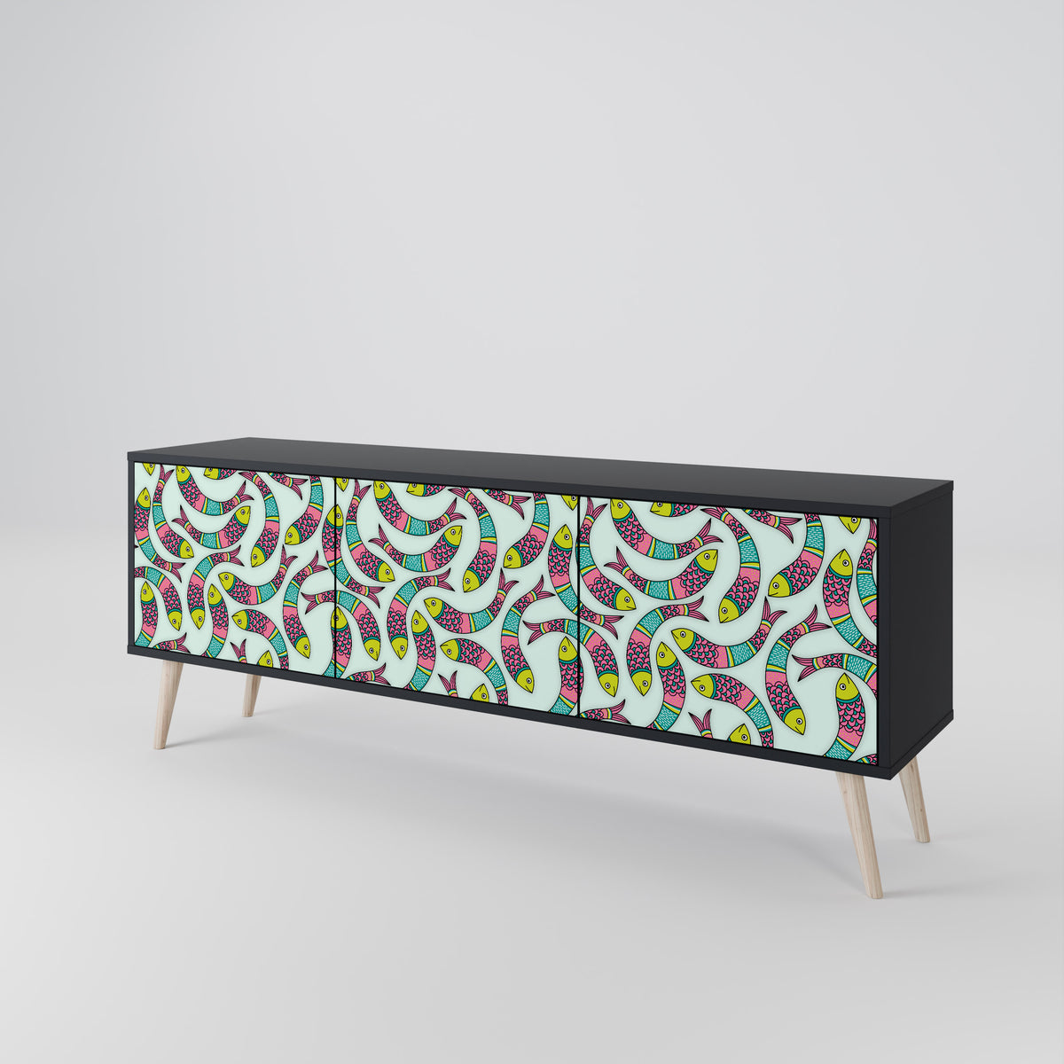 INDIAN FISH TV-bänk med 3 dörrar