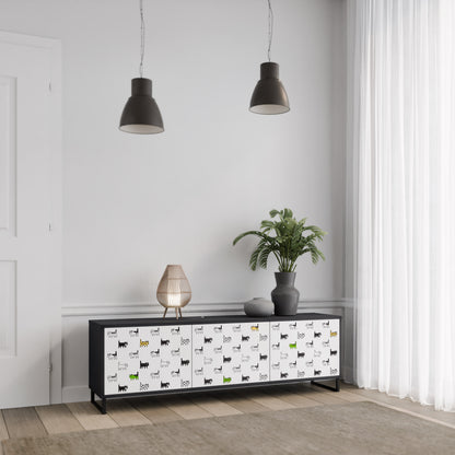 CATS COMPILATION 3-Door TV Stand in Black Finish
