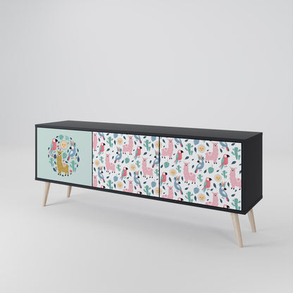 COLORFUL ALPACAS TV-bänk med 3 dörrar