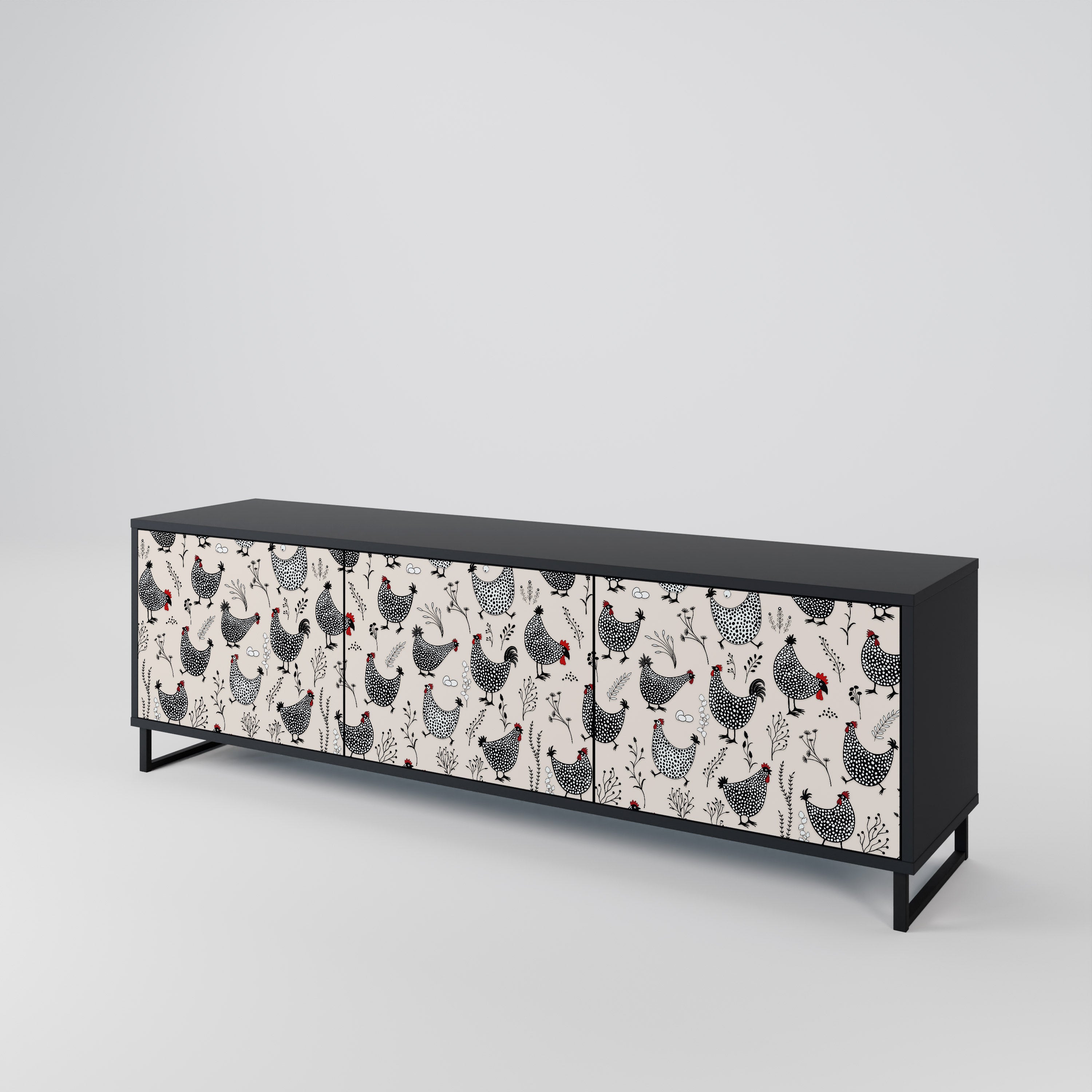 HAPPY HENS 3-Door TV Cabinet