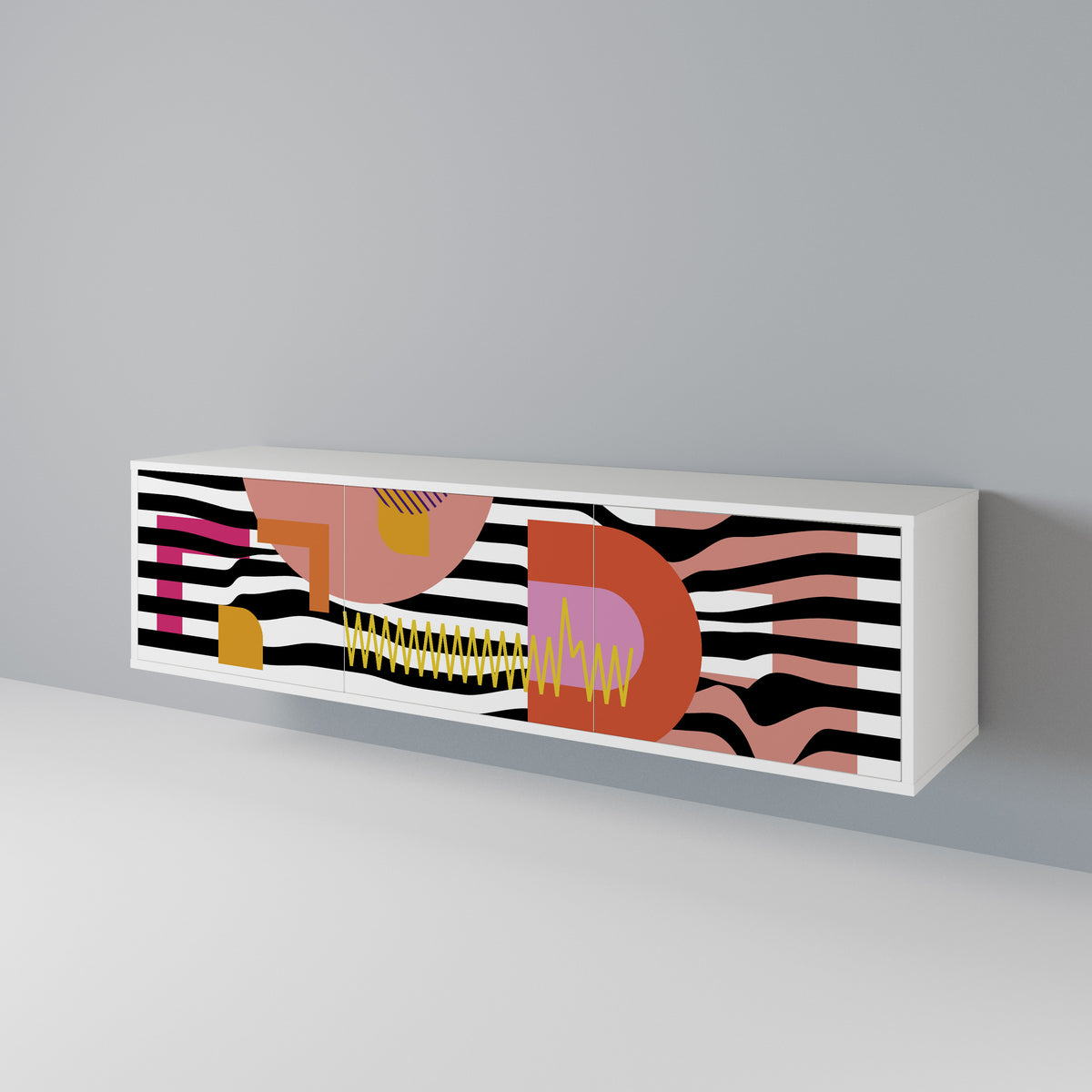 CHROMATIC ABSTRACT TV-bänk med 3 dörrar