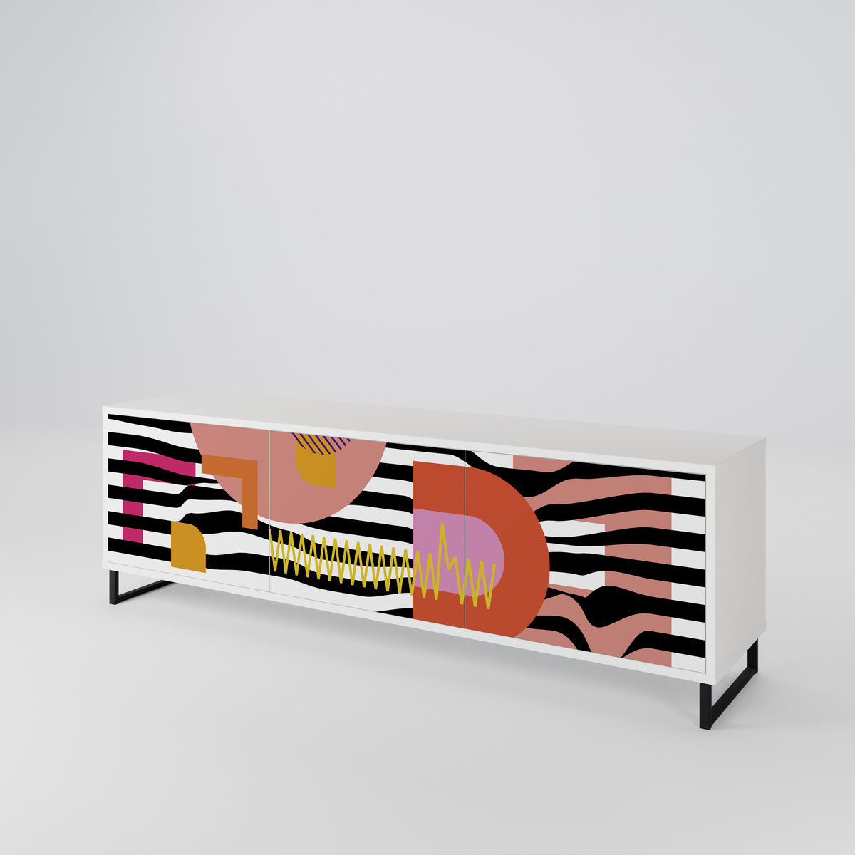 CHROMATIC ABSTRACT TV-bänk med 3 dörrar