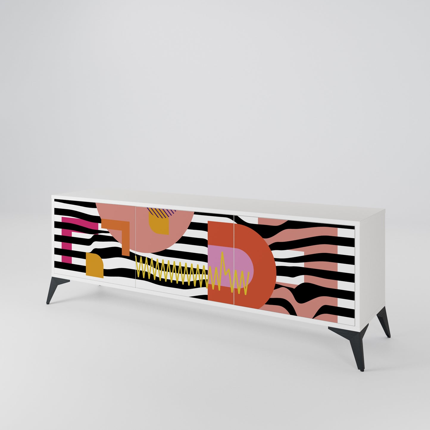 CHROMATIC ABSTRACT TV-bänk med 3 dörrar