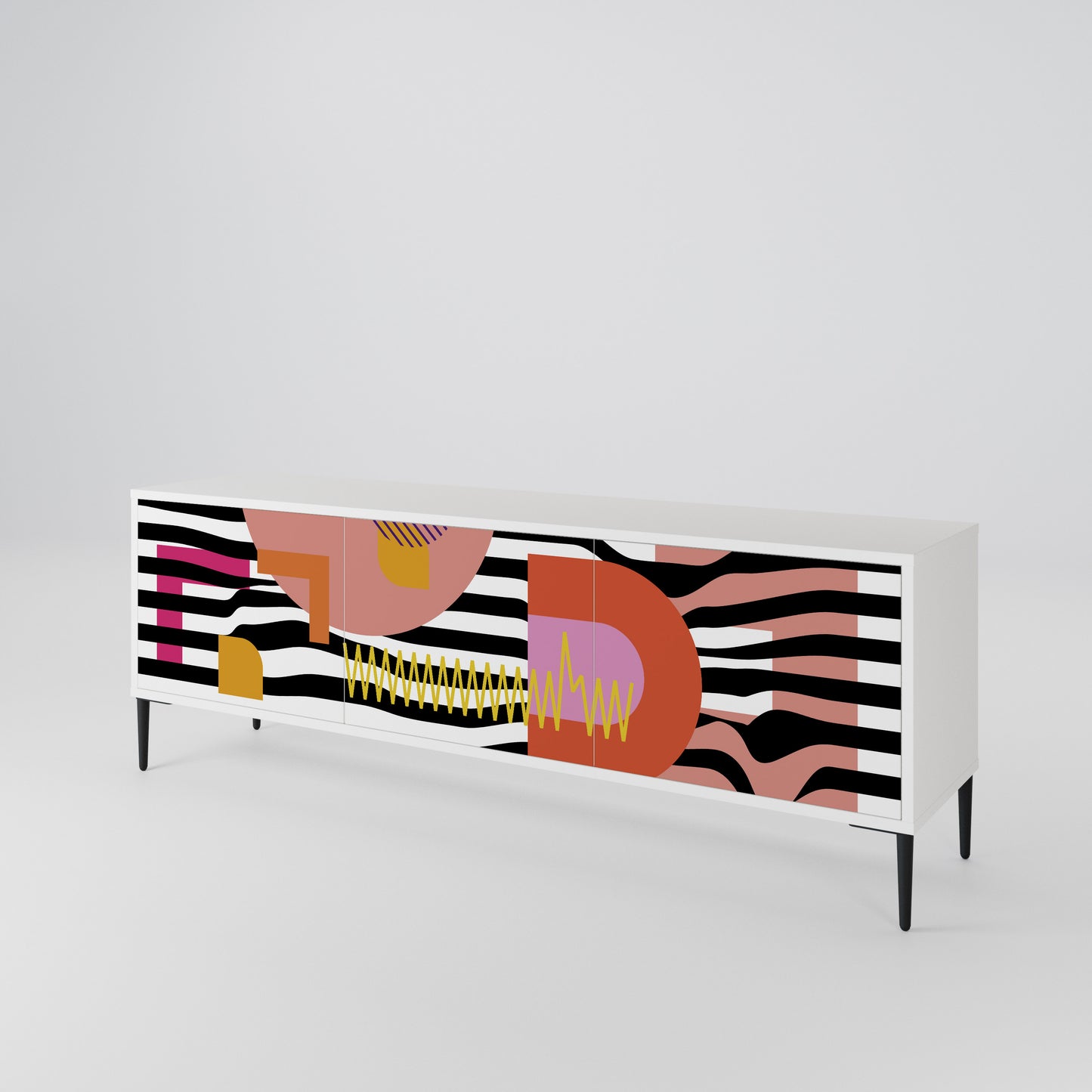 CHROMATIC ABSTRACT TV-bänk med 3 dörrar