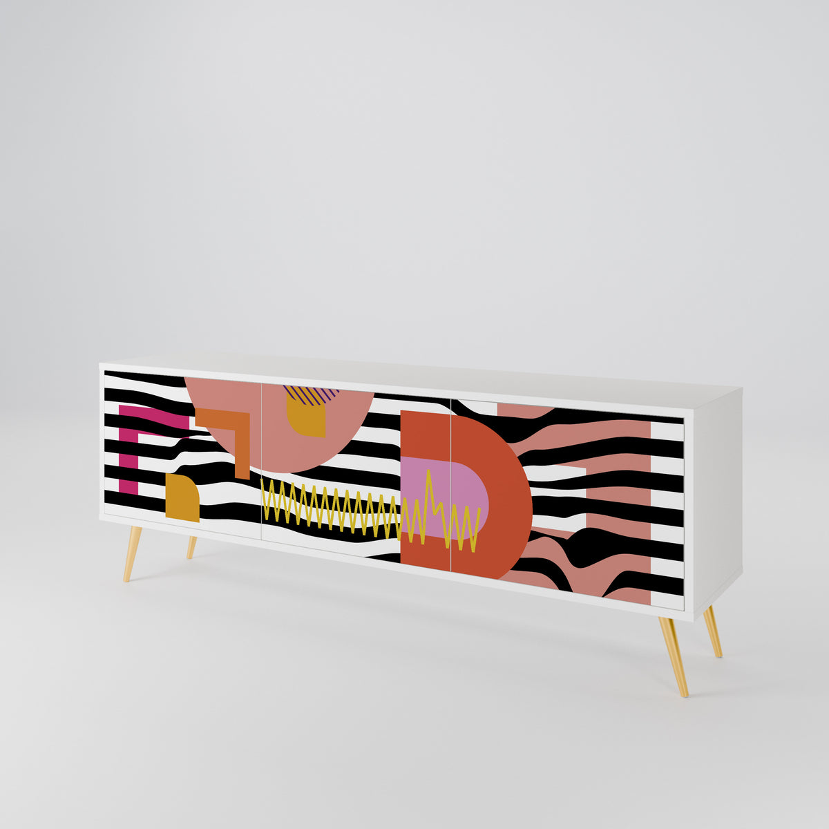 CHROMATIC ABSTRACT TV-bänk med 3 dörrar