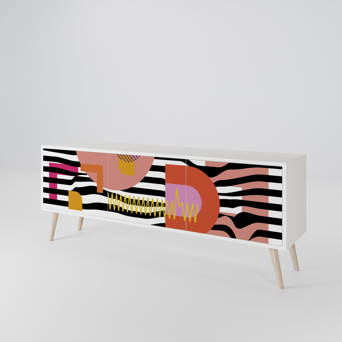 CHROMATIC ABSTRACT TV-bänk med 3 dörrar