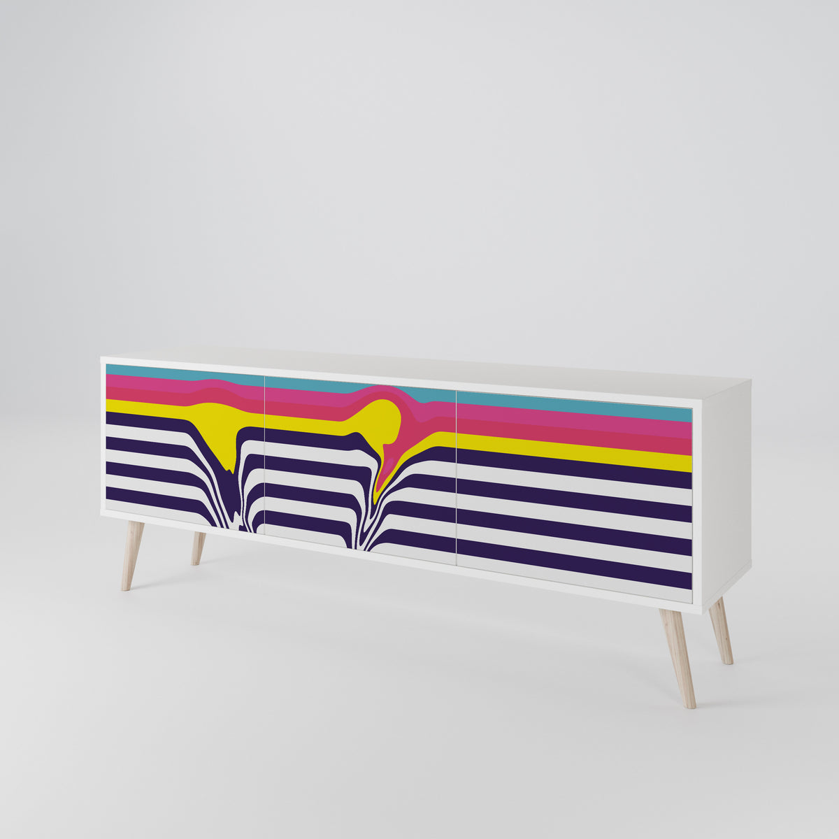 COLORFUL DIVERSION TV-bänk med 3 dörrar