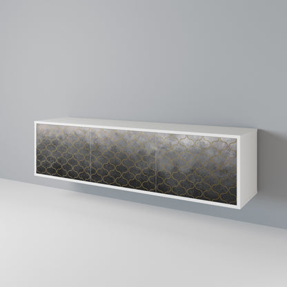 TESSELATED GRAYISH TV-bänk med 3 dörrar