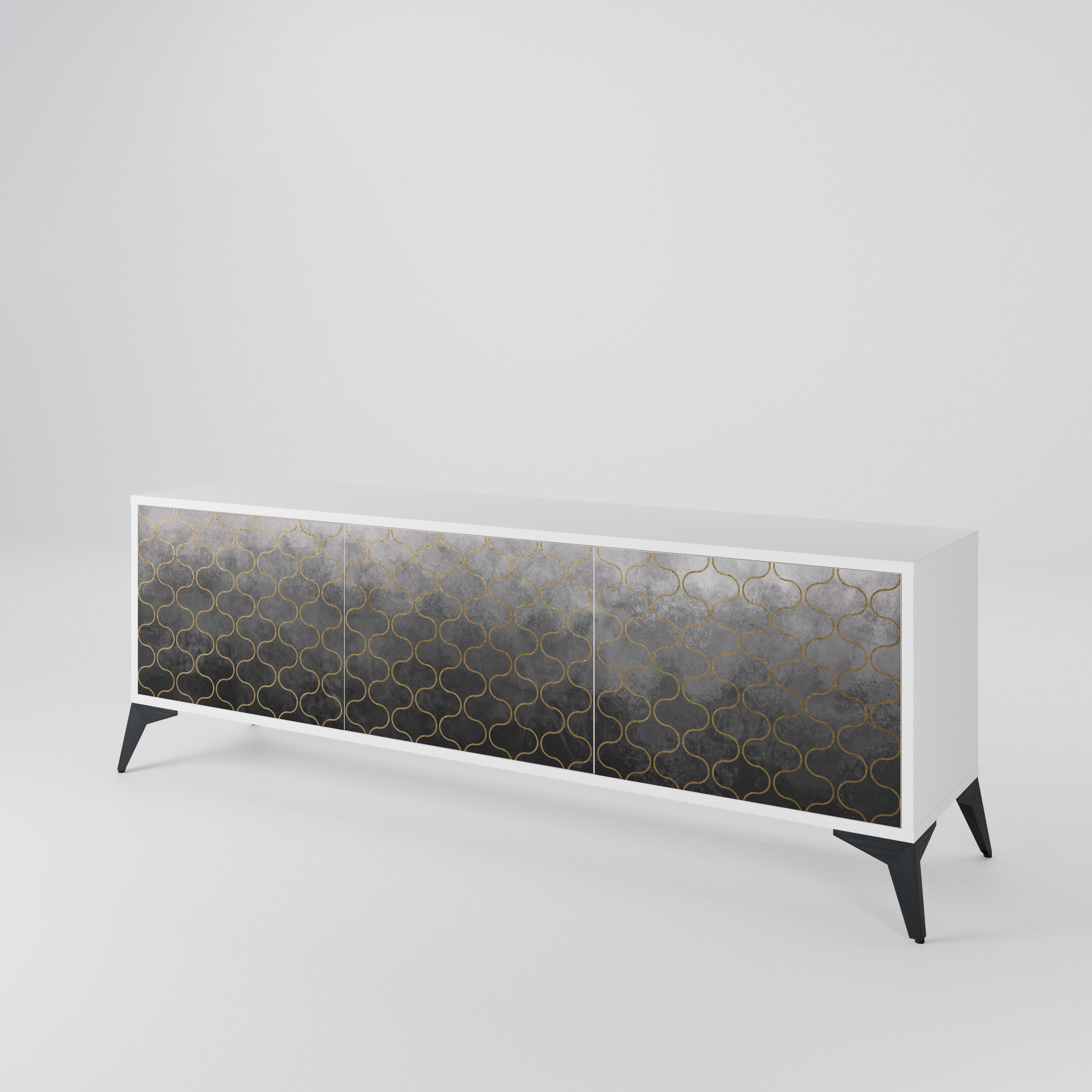 TESSELATED GRAYISH 3-Door TV Cabinet