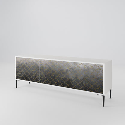 TESSELATED GRAYISH TV-bänk med 3 dörrar