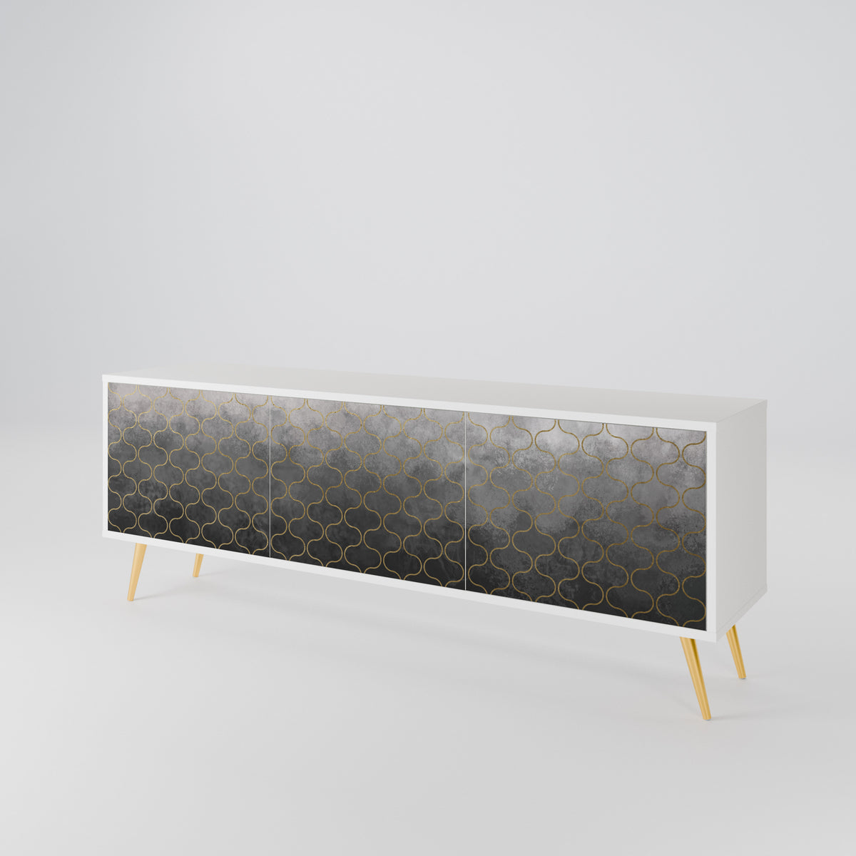 TESSELATED GRAYISH TV-bänk med 3 dörrar