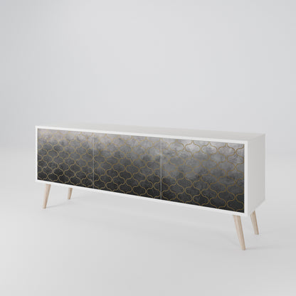 TESSELATED GRAYISH TV-bänk med 3 dörrar