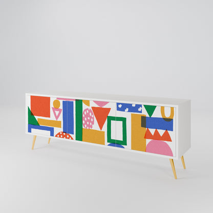 GEOMETRIC GLIMMER TV-bänk med 3 dörrar