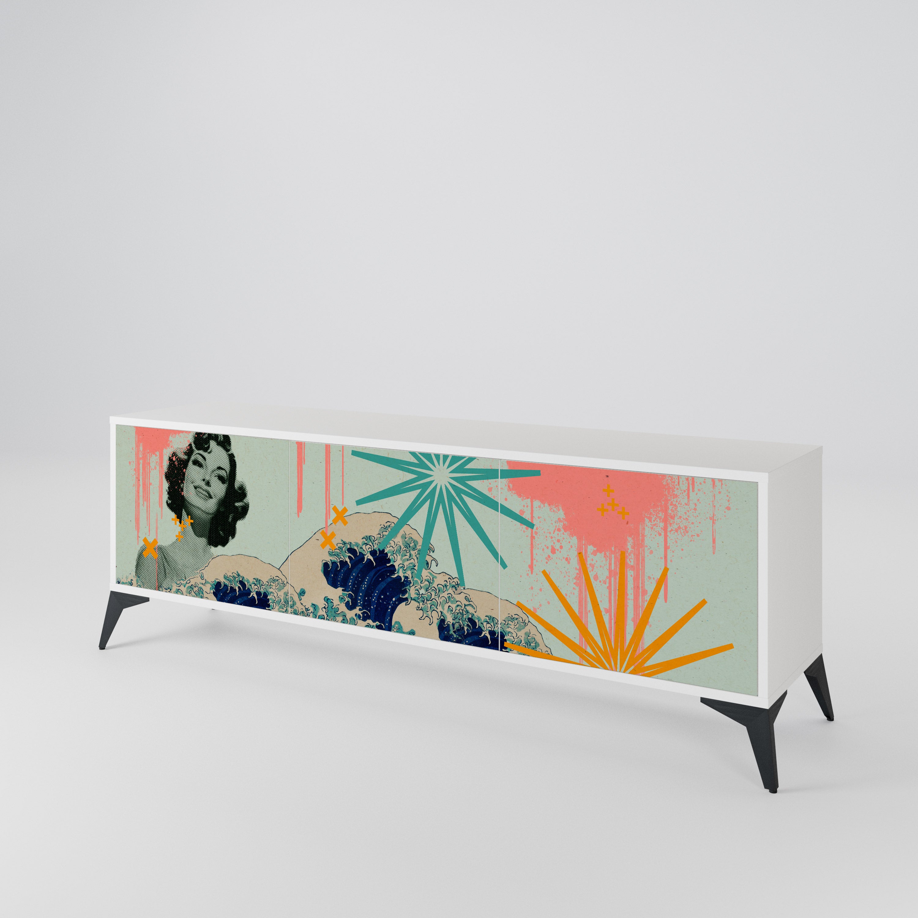 KANAGAWA BEAUTY 3-Door TV Cabinet
