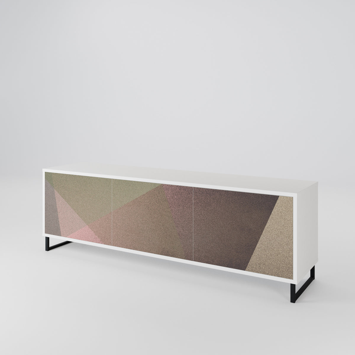BEIGE GEOMETRY TV-bänk med 3 dörrar