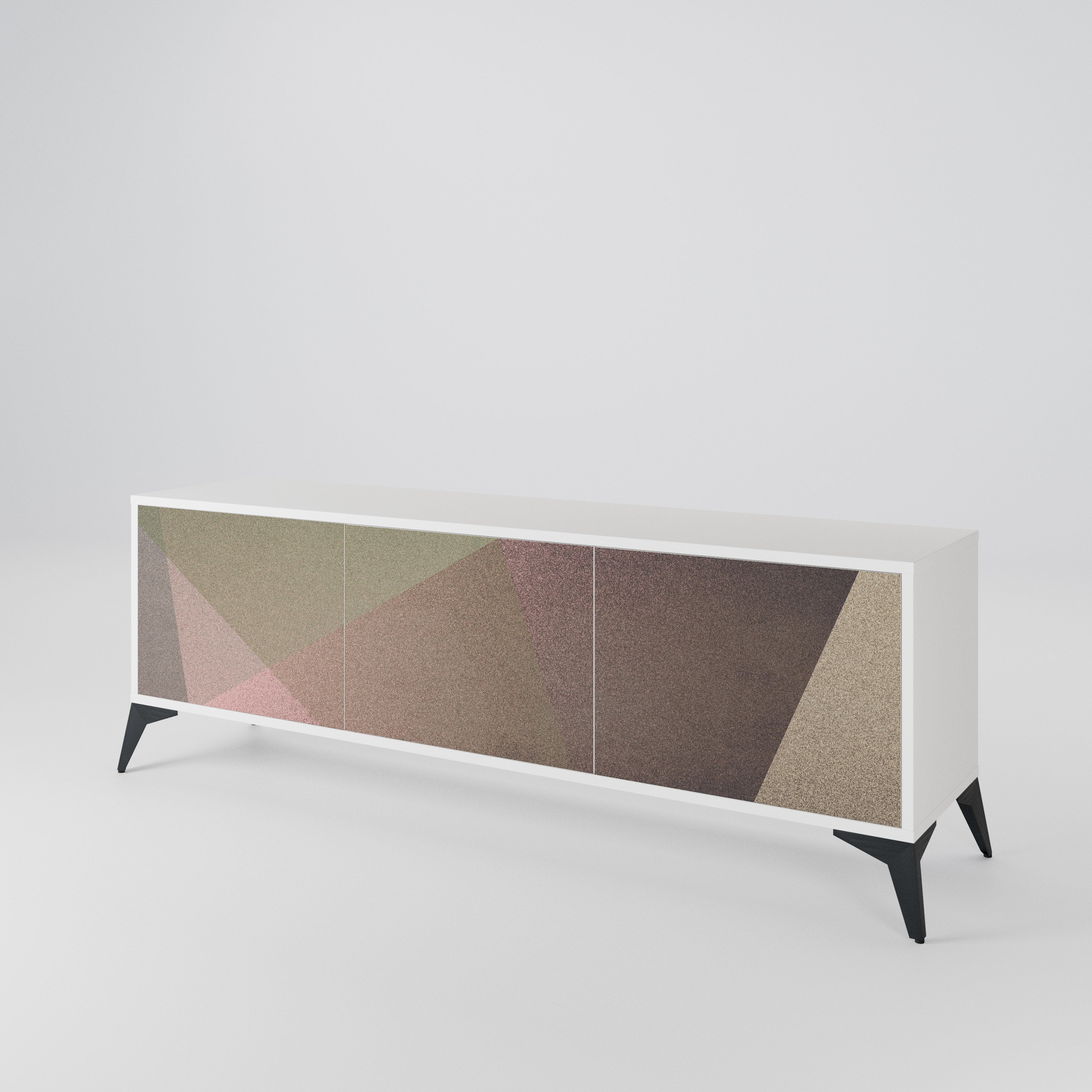 BEIGE GEOMETRY 3-Door TV Cabinet