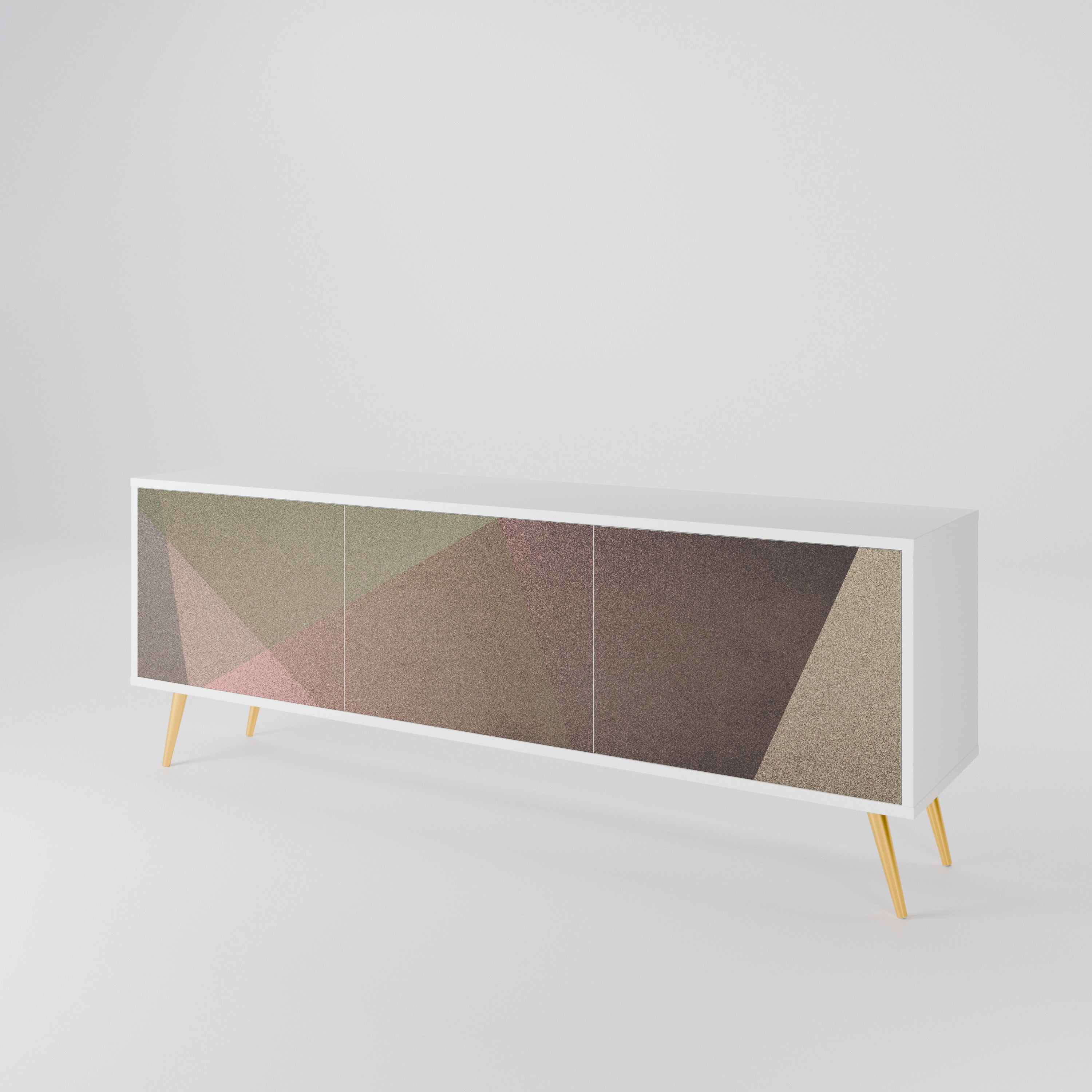 BEIGE GEOMETRY 3-Door TV Cabinet