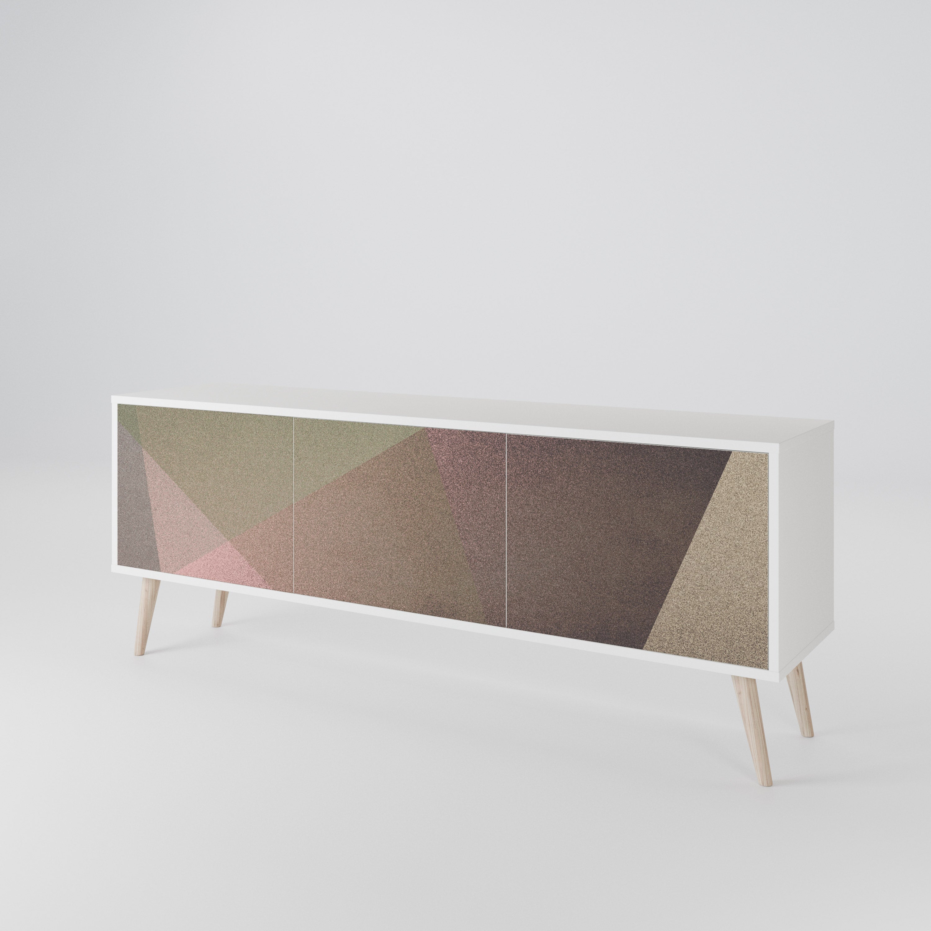 BEIGE GEOMETRY 3-Door TV Cabinet