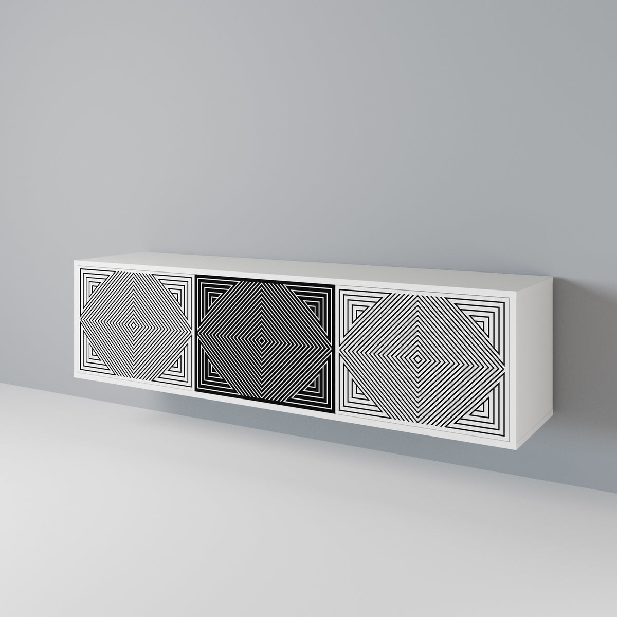 POLYGON ILLUSION TV-bänk med 3 dörrar