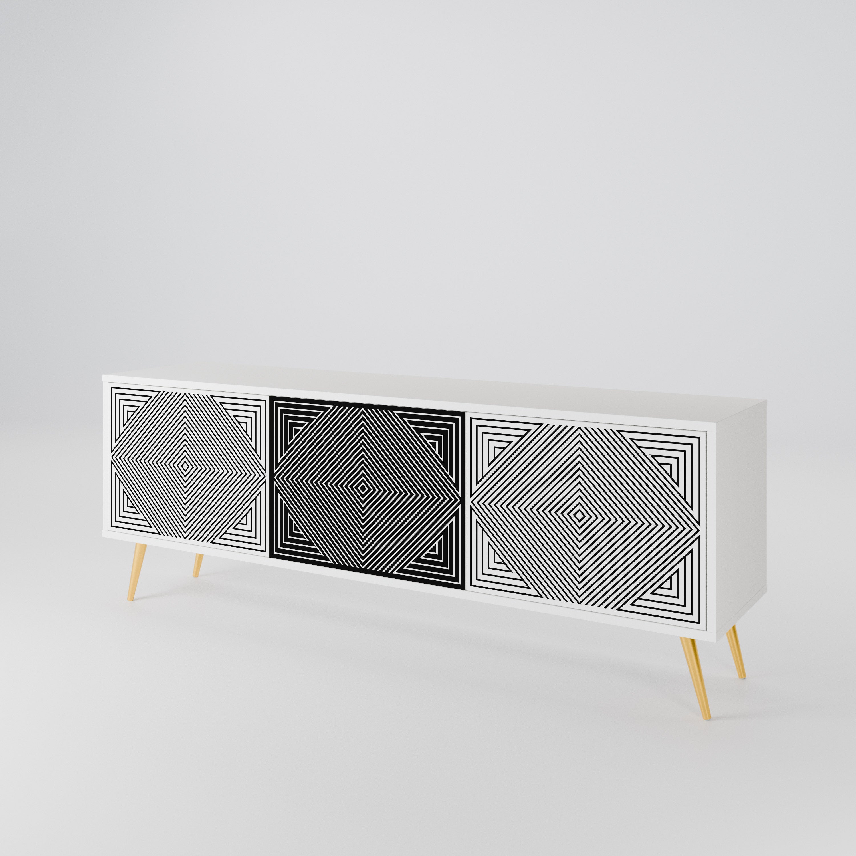 POLYGON ILLUSION 3-Door TV Cabinet