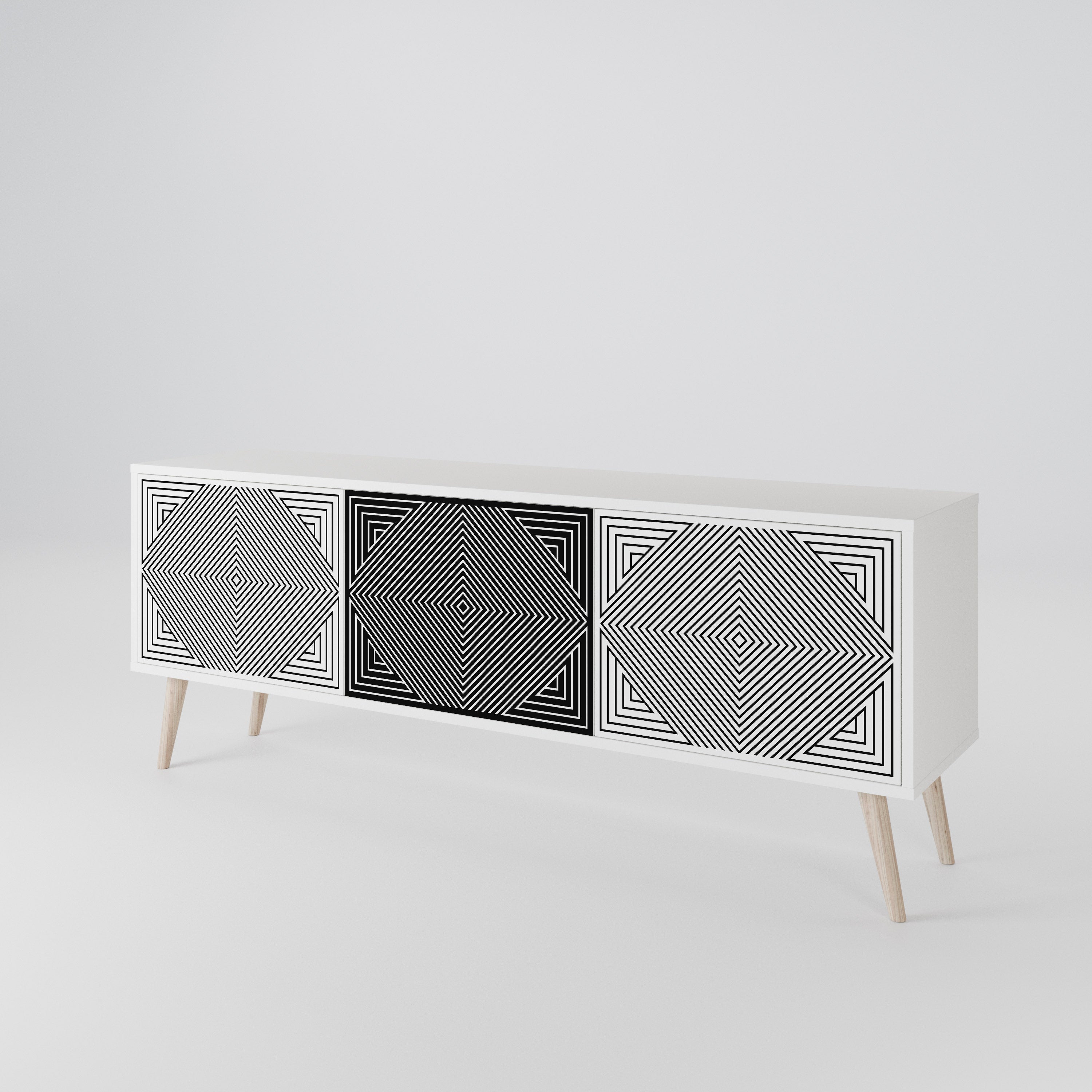 POLYGON ILLUSION 3-Door TV Cabinet