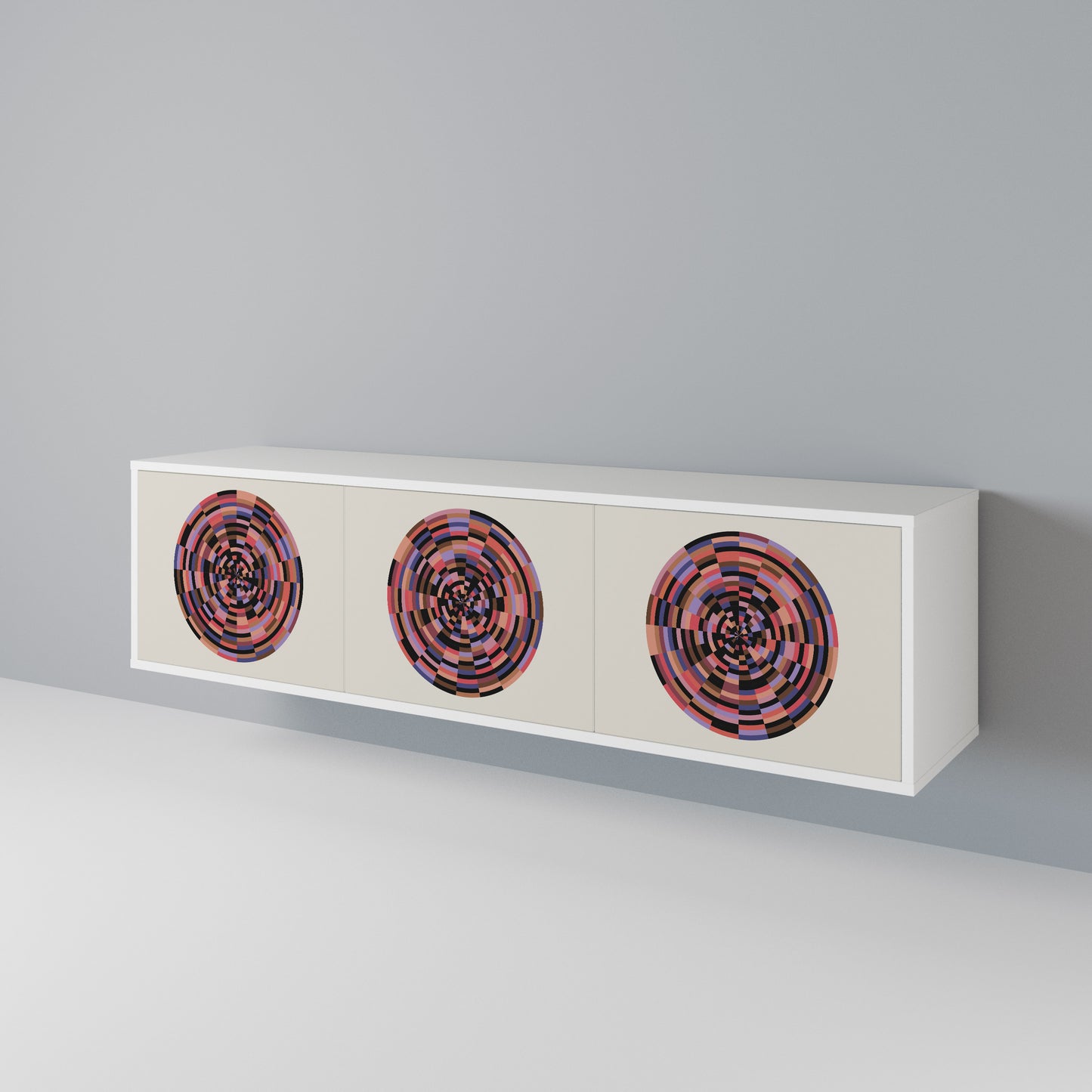 BROWN CIRCLES TV-bänk med 3 dörrar