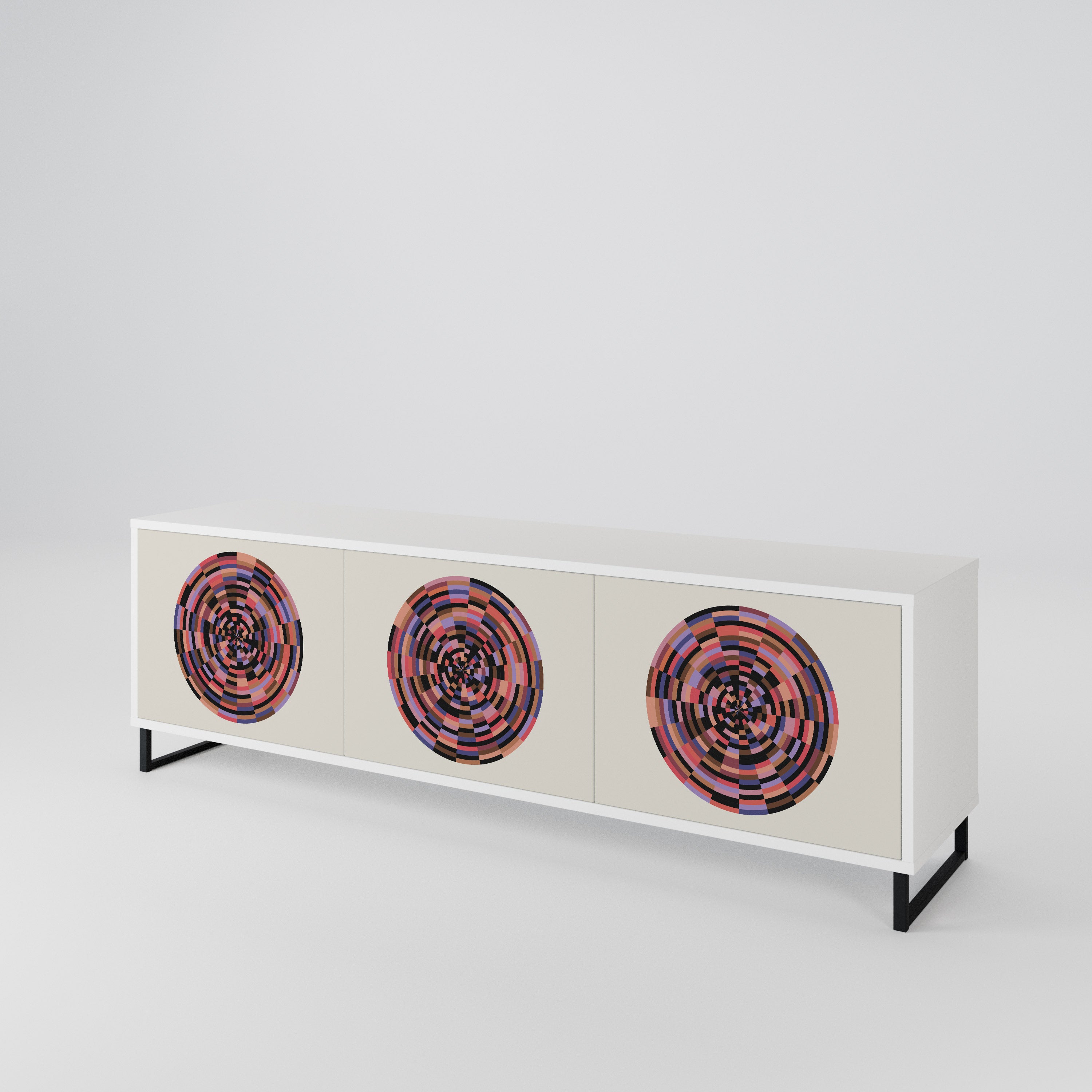 BROWN CIRCLES 3-Door TV Cabinet