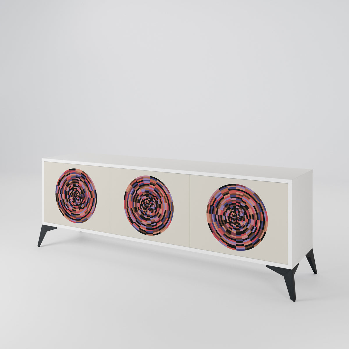BROWN CIRCLES TV-bänk med 3 dörrar
