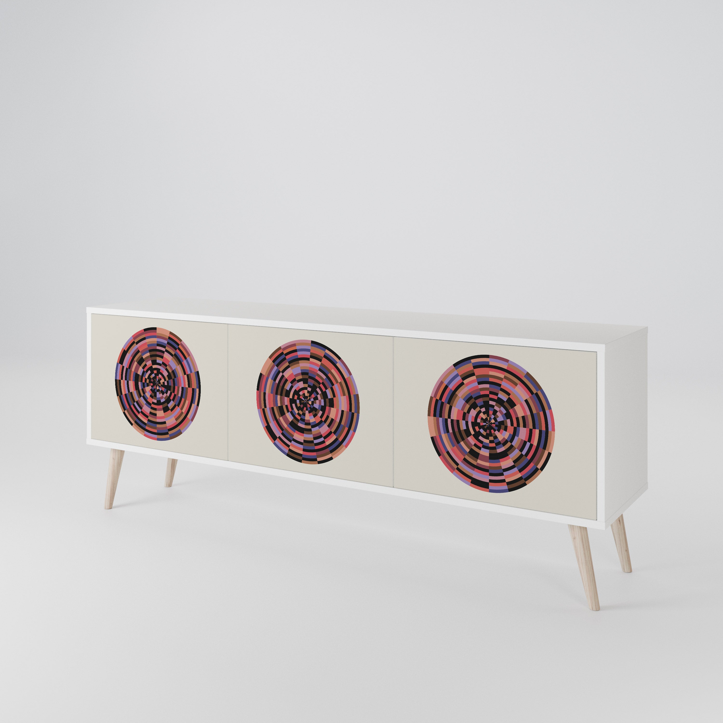 BROWN CIRCLES 3-Door TV Cabinet