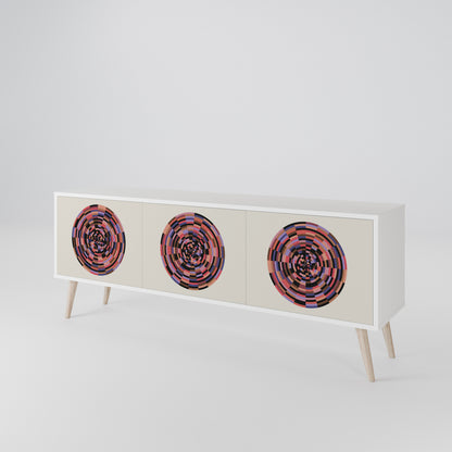 BROWN CIRCLES TV-bänk med 3 dörrar