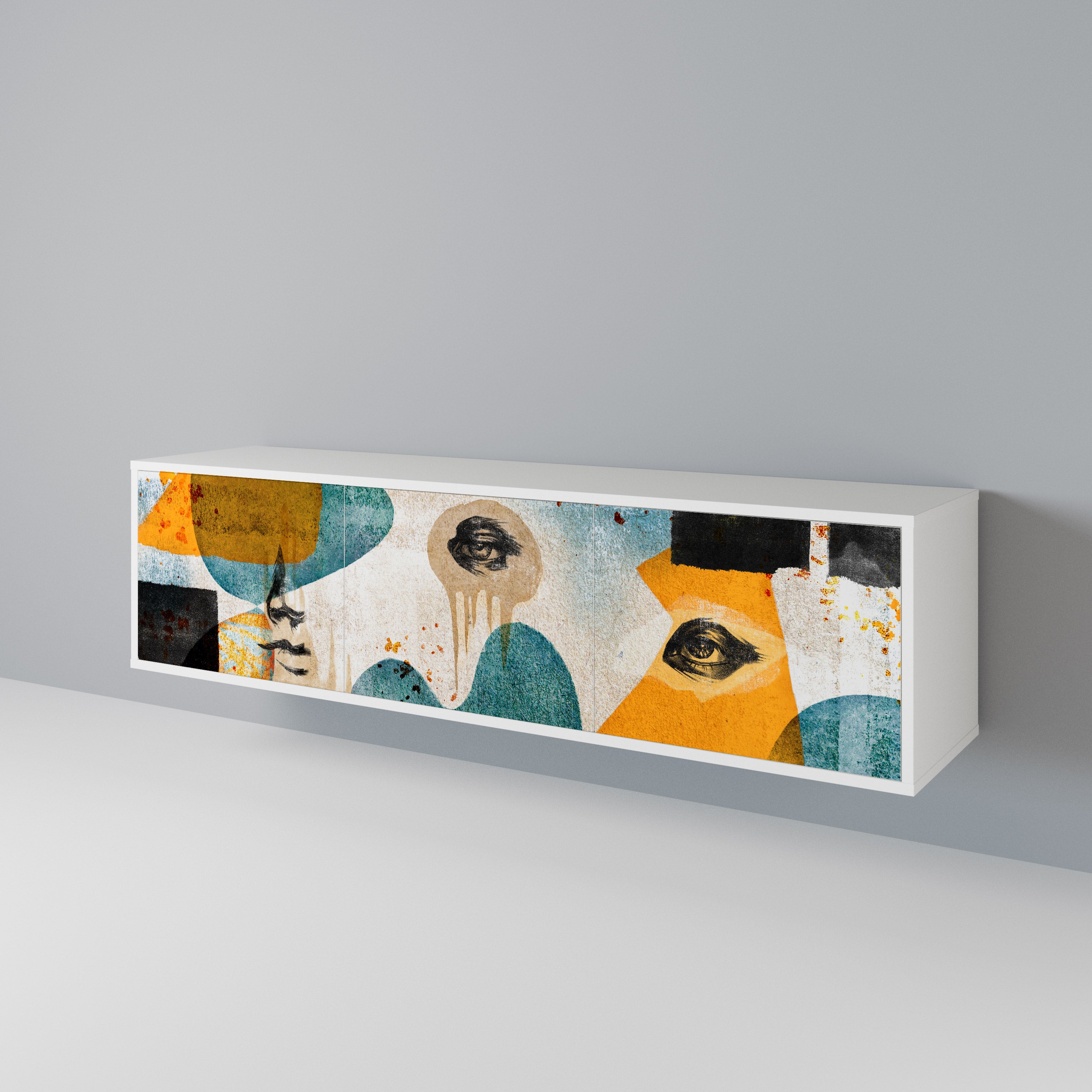 ABSTRACT FACES TV-bänk med 3 dörrar