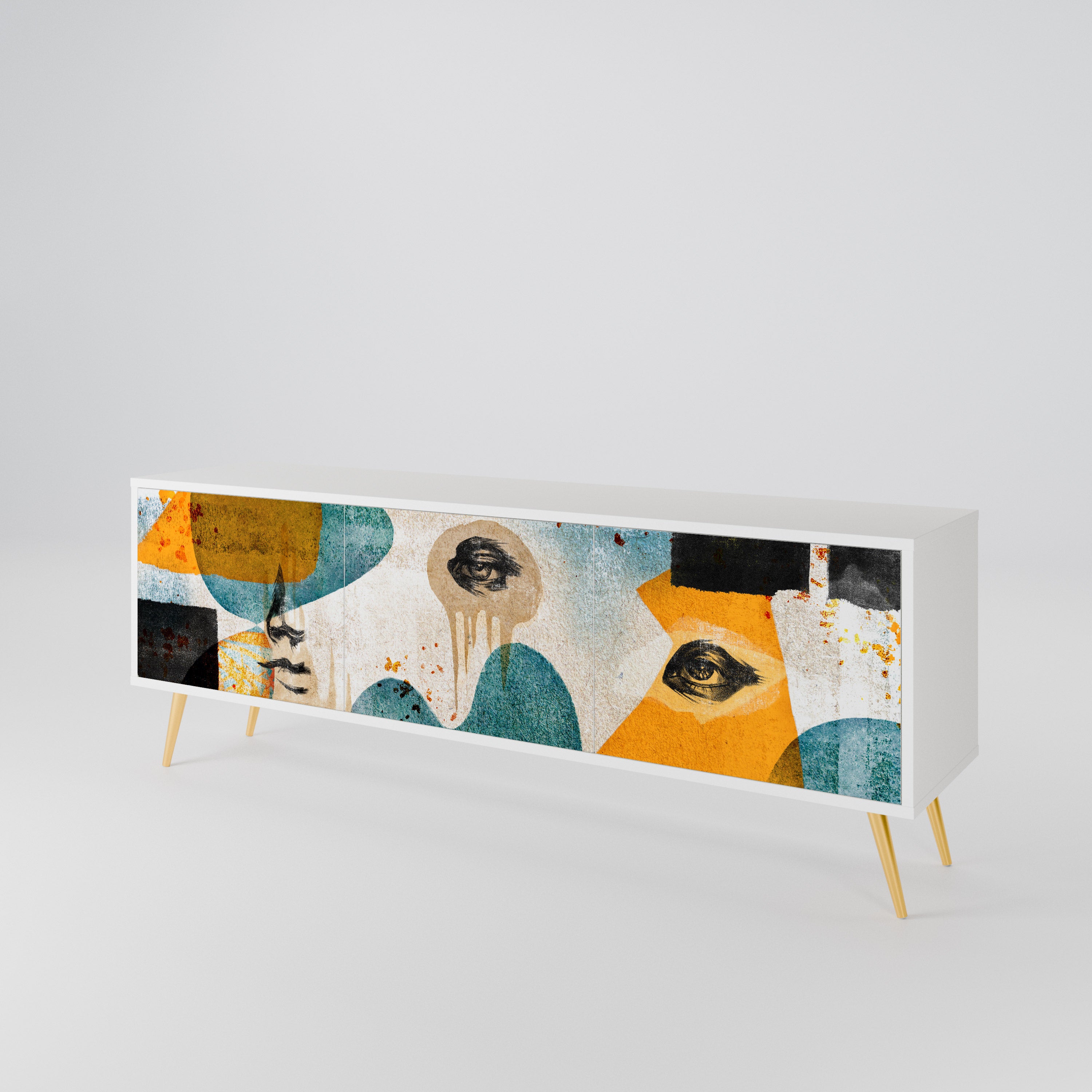 ABSTRACT FACES TV-bänk med 3 dörrar