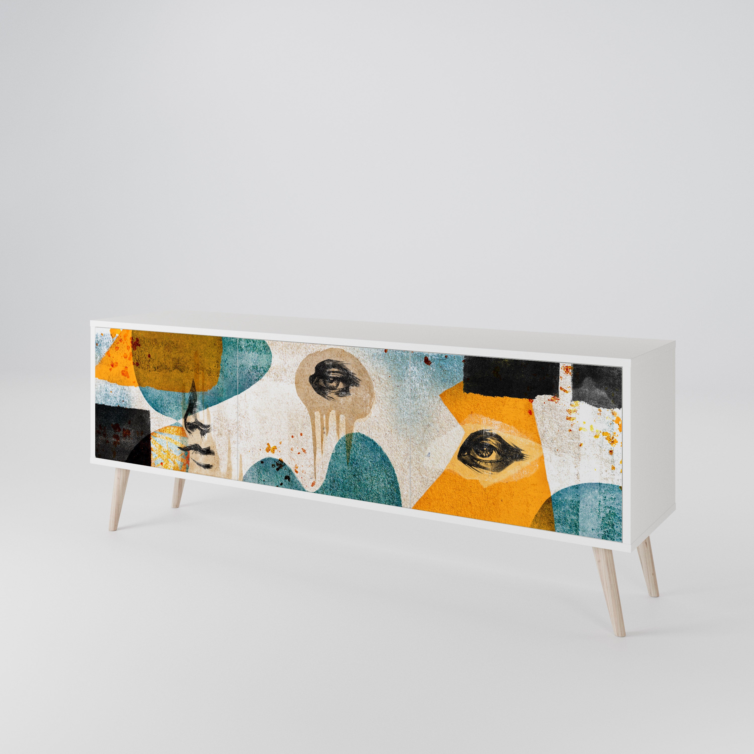 ABSTRACT FACES TV-bänk med 3 dörrar