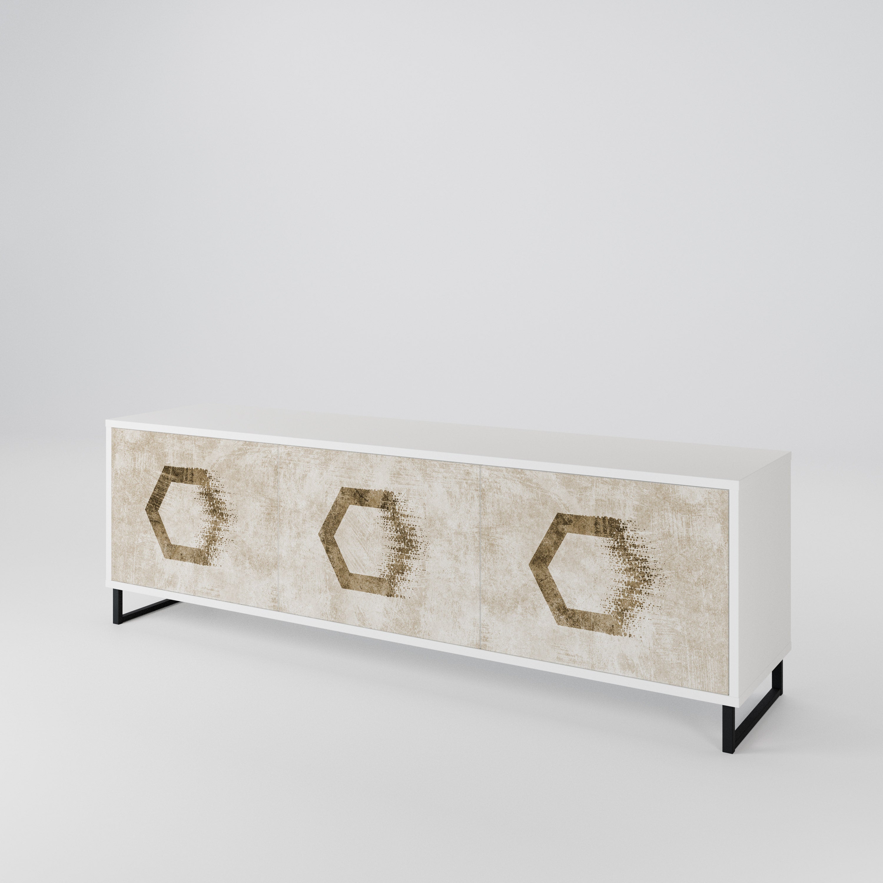HEXAGONAL SHAPES TV-bänk med 3 dörrar