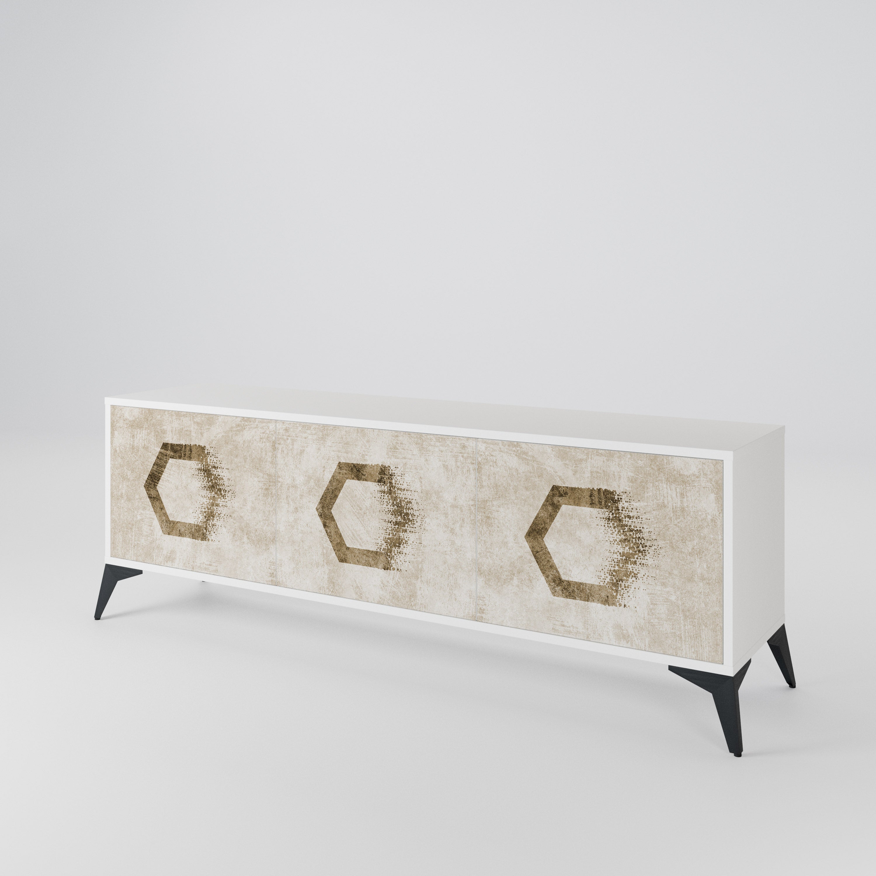HEXAGONAL SHAPES TV-bänk med 3 dörrar