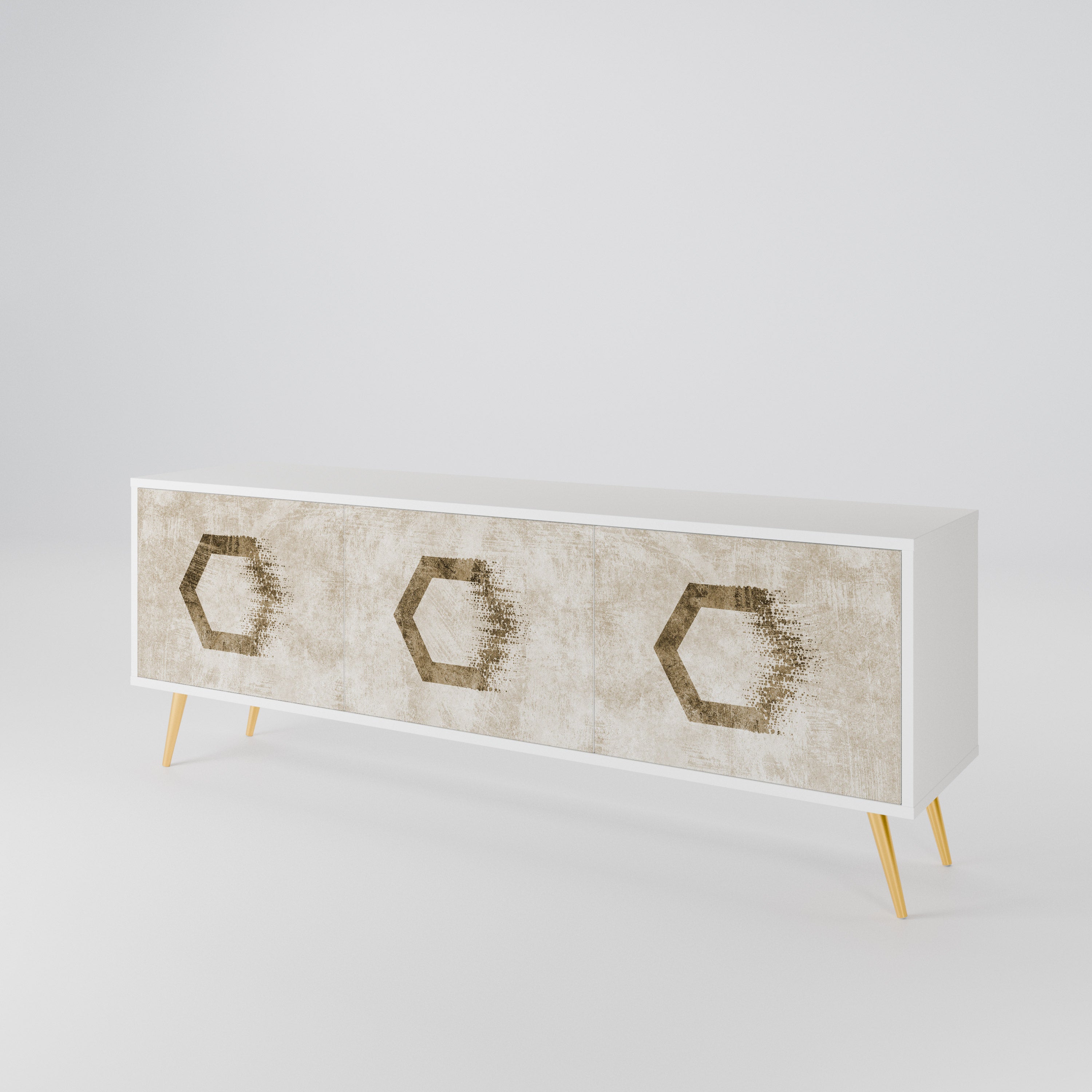 HEXAGONAL SHAPES TV-bänk med 3 dörrar