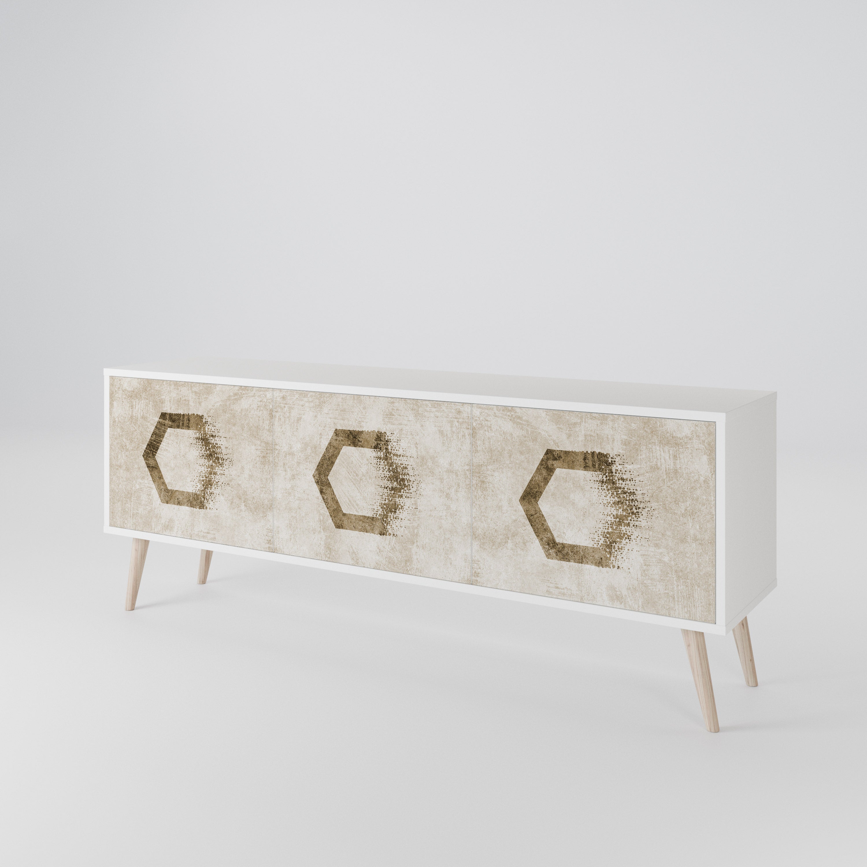HEXAGONAL SHAPES TV-bänk med 3 dörrar