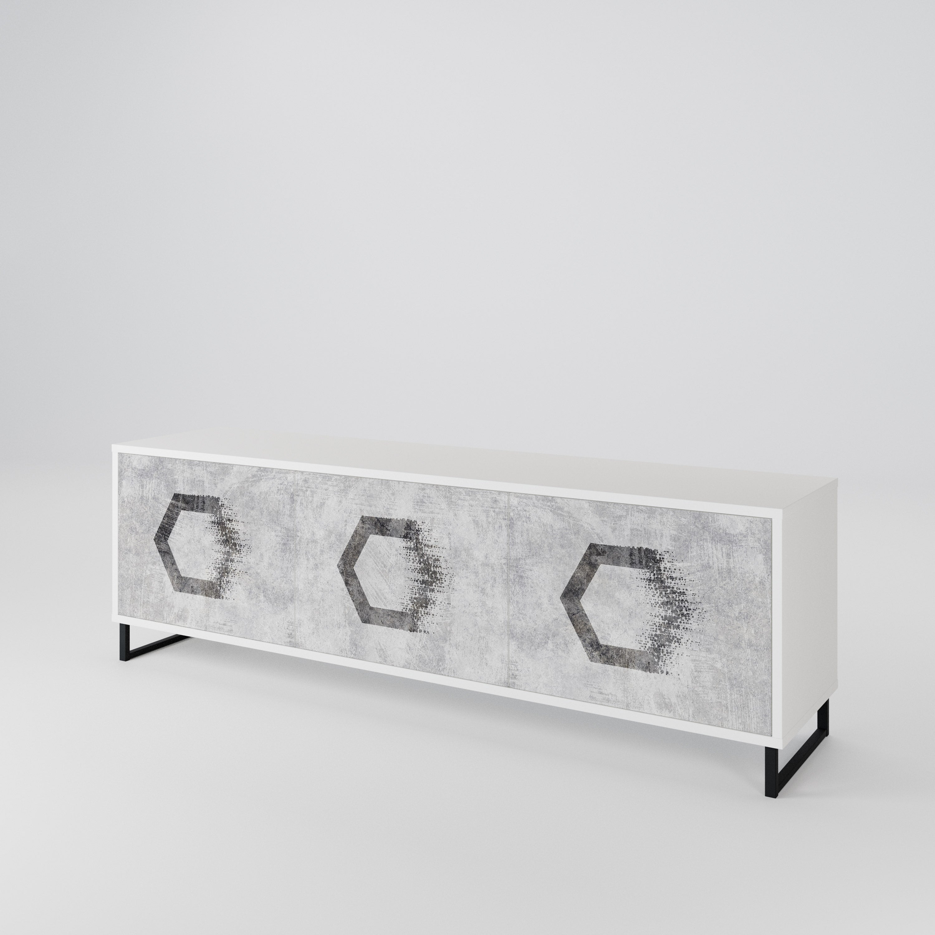 HEXAGONAL FIGURES TV-bänk med 3 dörrar