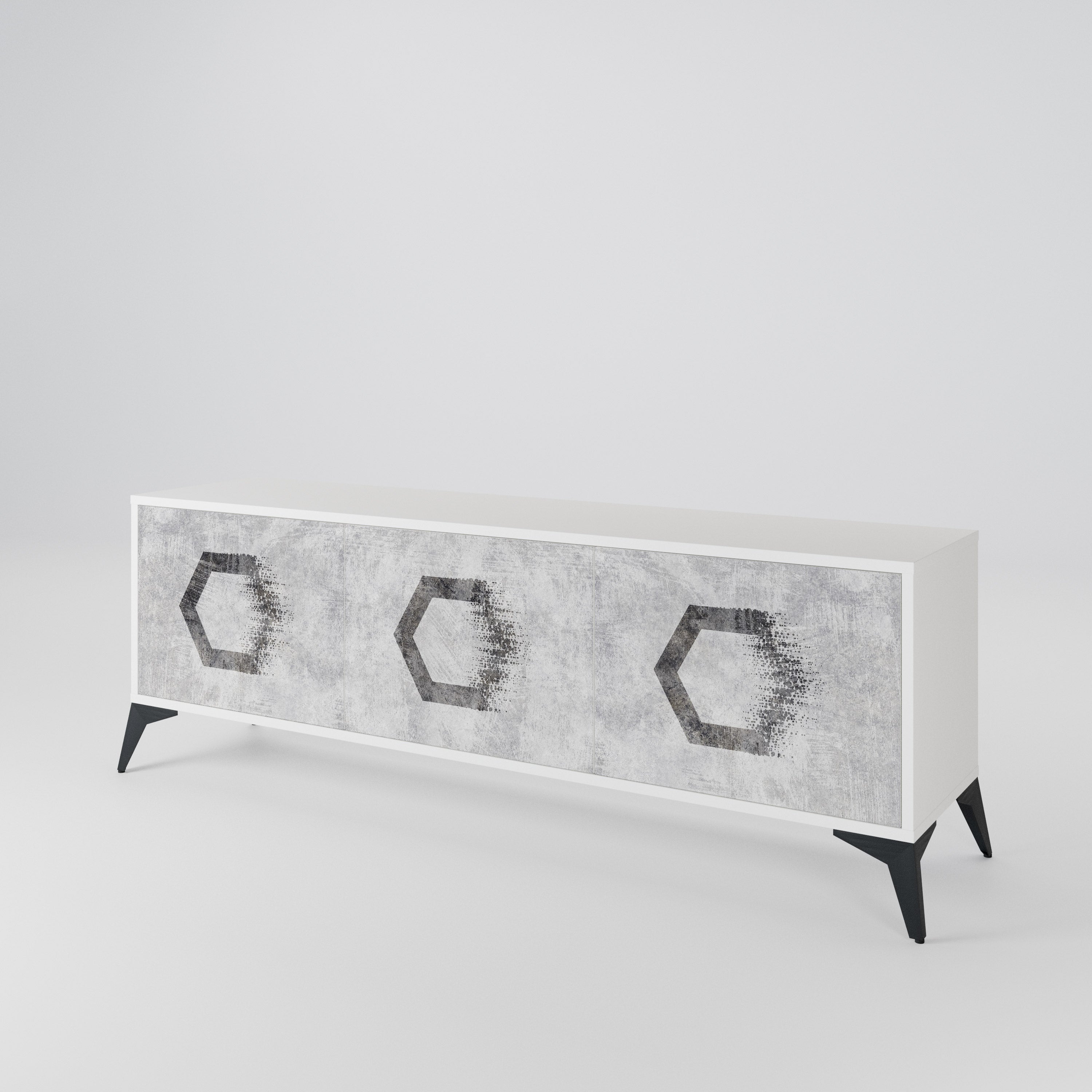 HEXAGONAL FIGURES TV-bänk med 3 dörrar