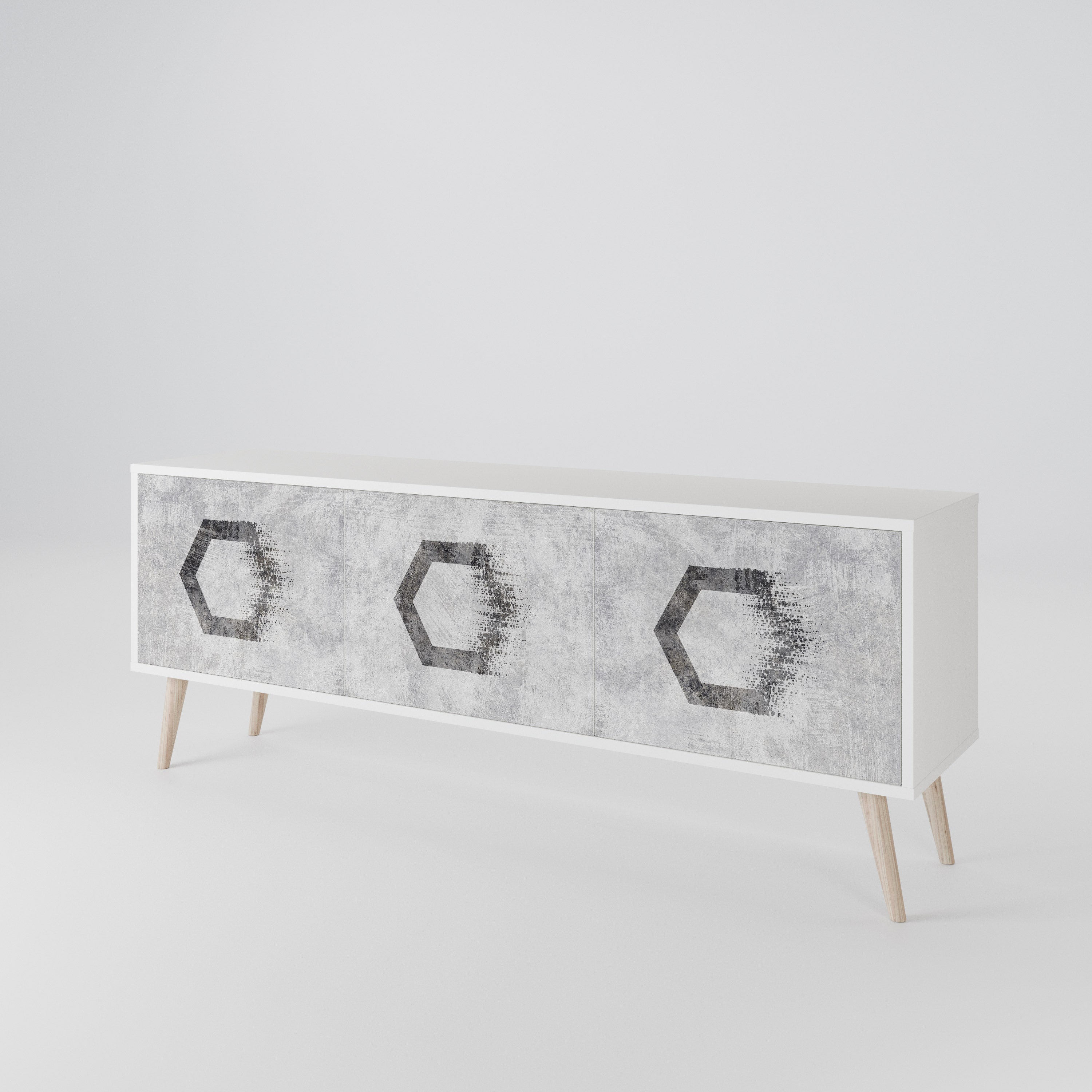 HEXAGONAL FIGURES TV-bänk med 3 dörrar