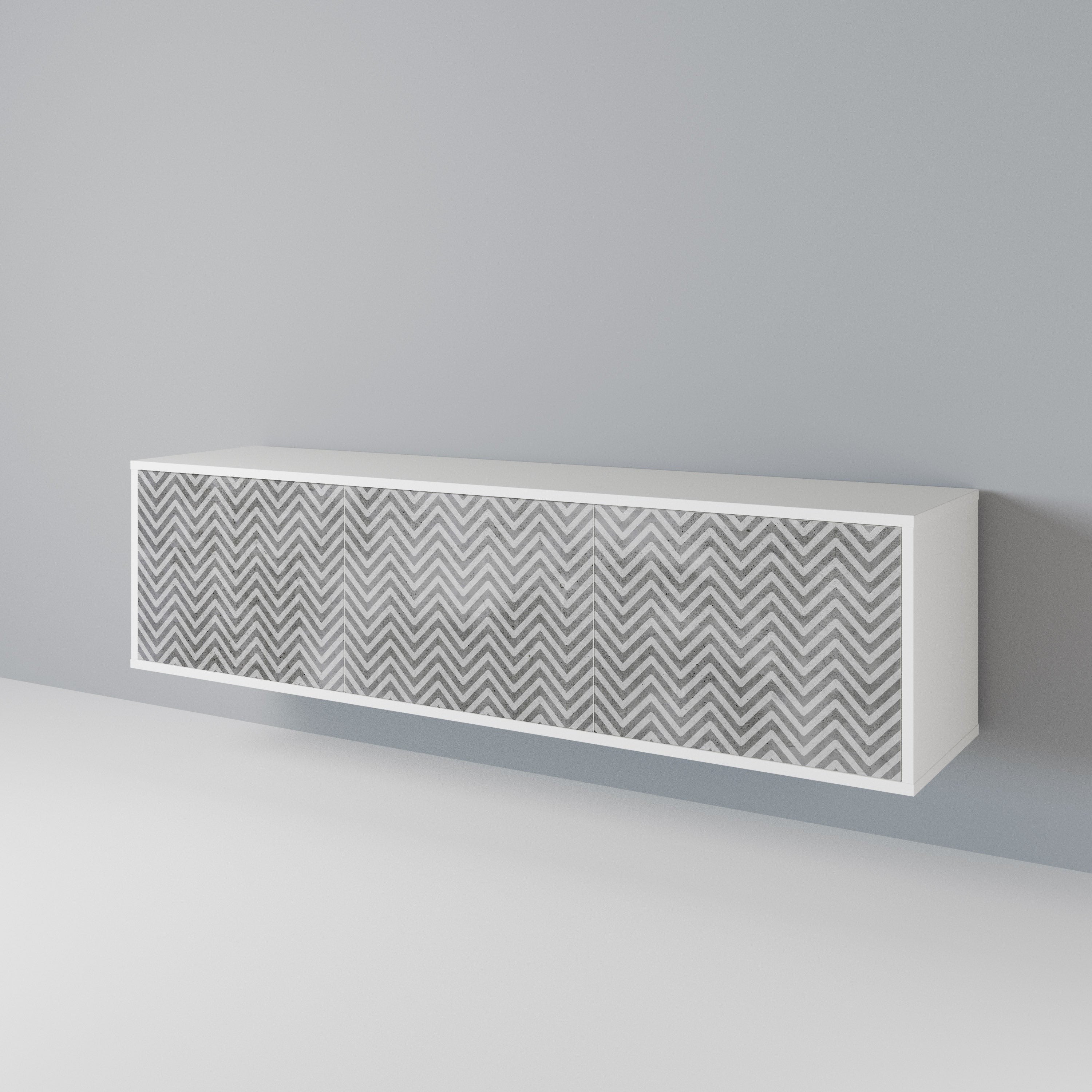 CONCRETE ZIG ZAG TV-bänk med 3 dörrar