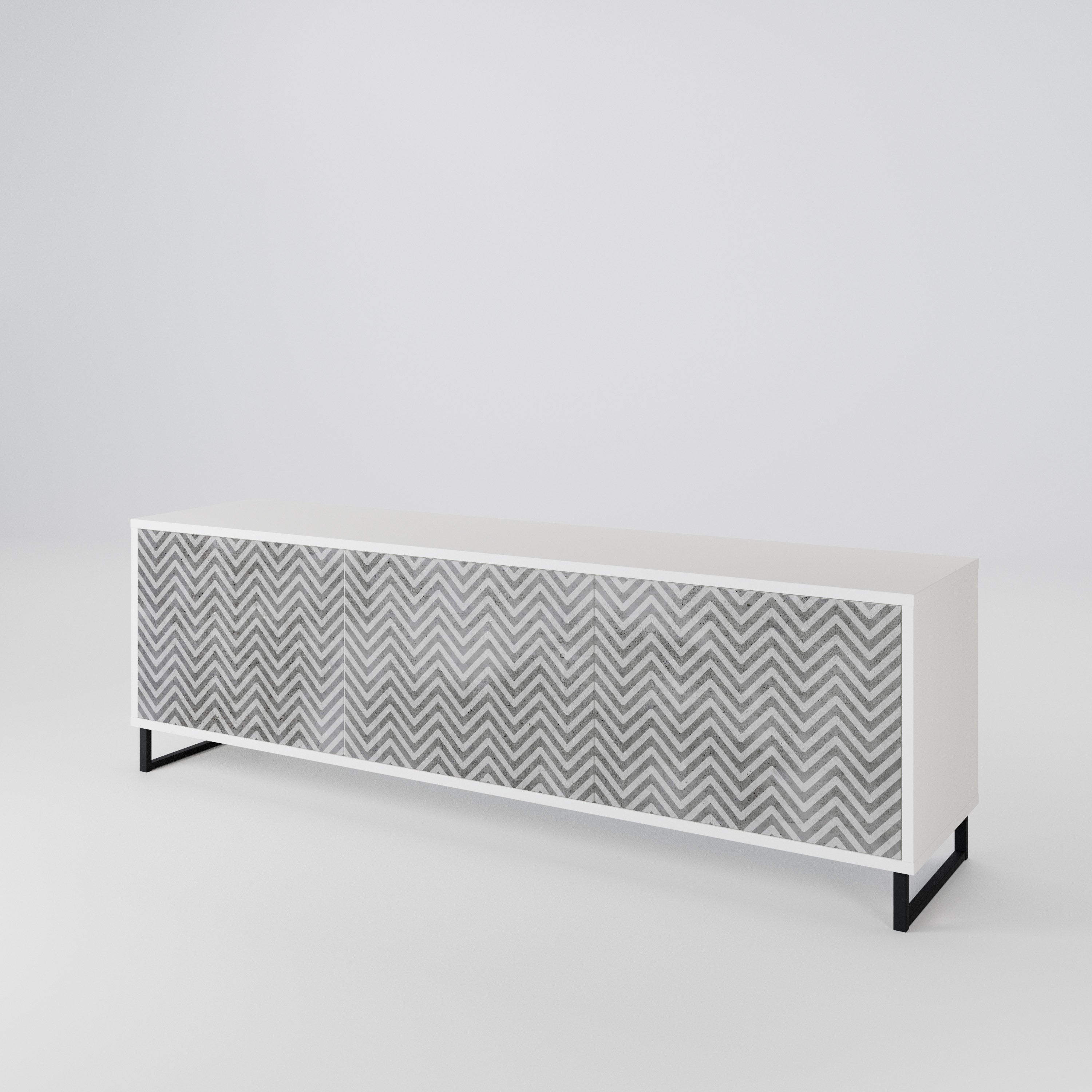 CONCRETE ZIG ZAG TV-bänk med 3 dörrar