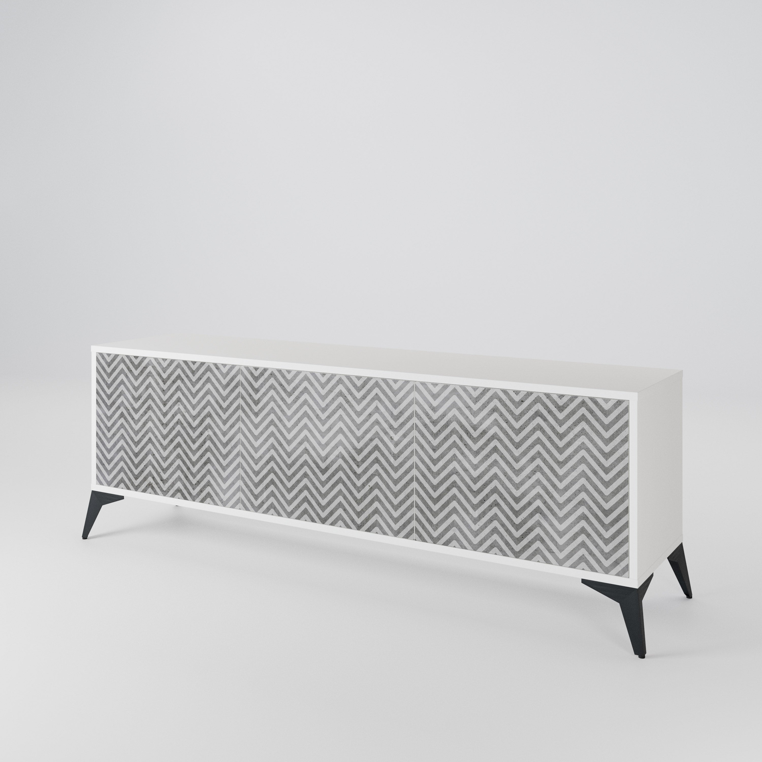 CONCRETE ZIG ZAG TV-bänk med 3 dörrar