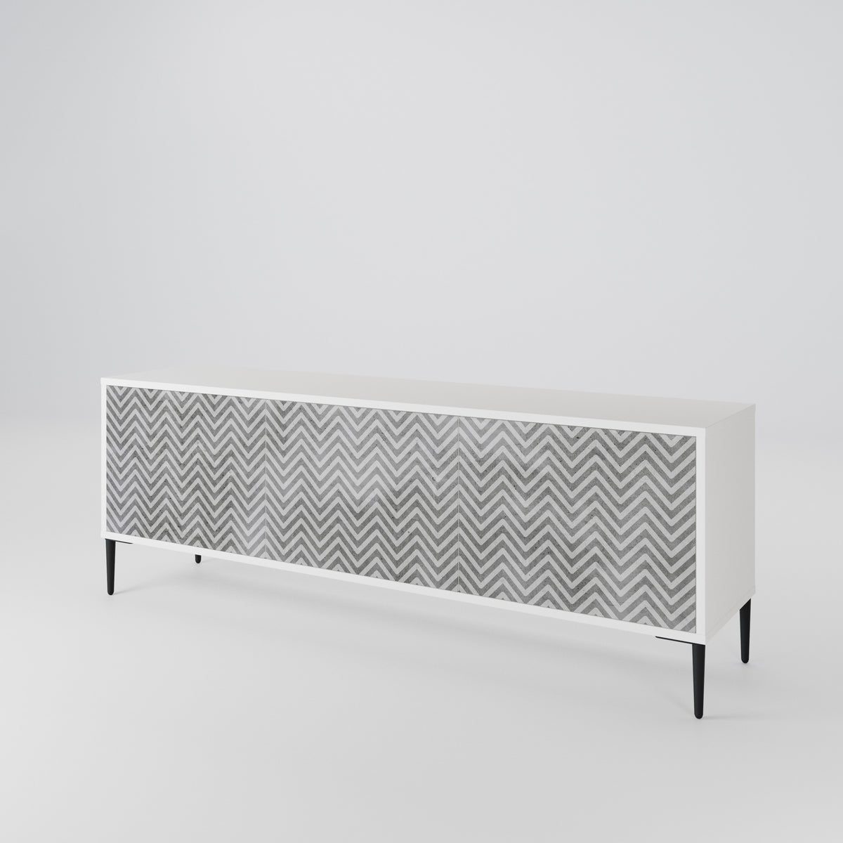 CONCRETE ZIG ZAG 3-Door TV Cabinet
