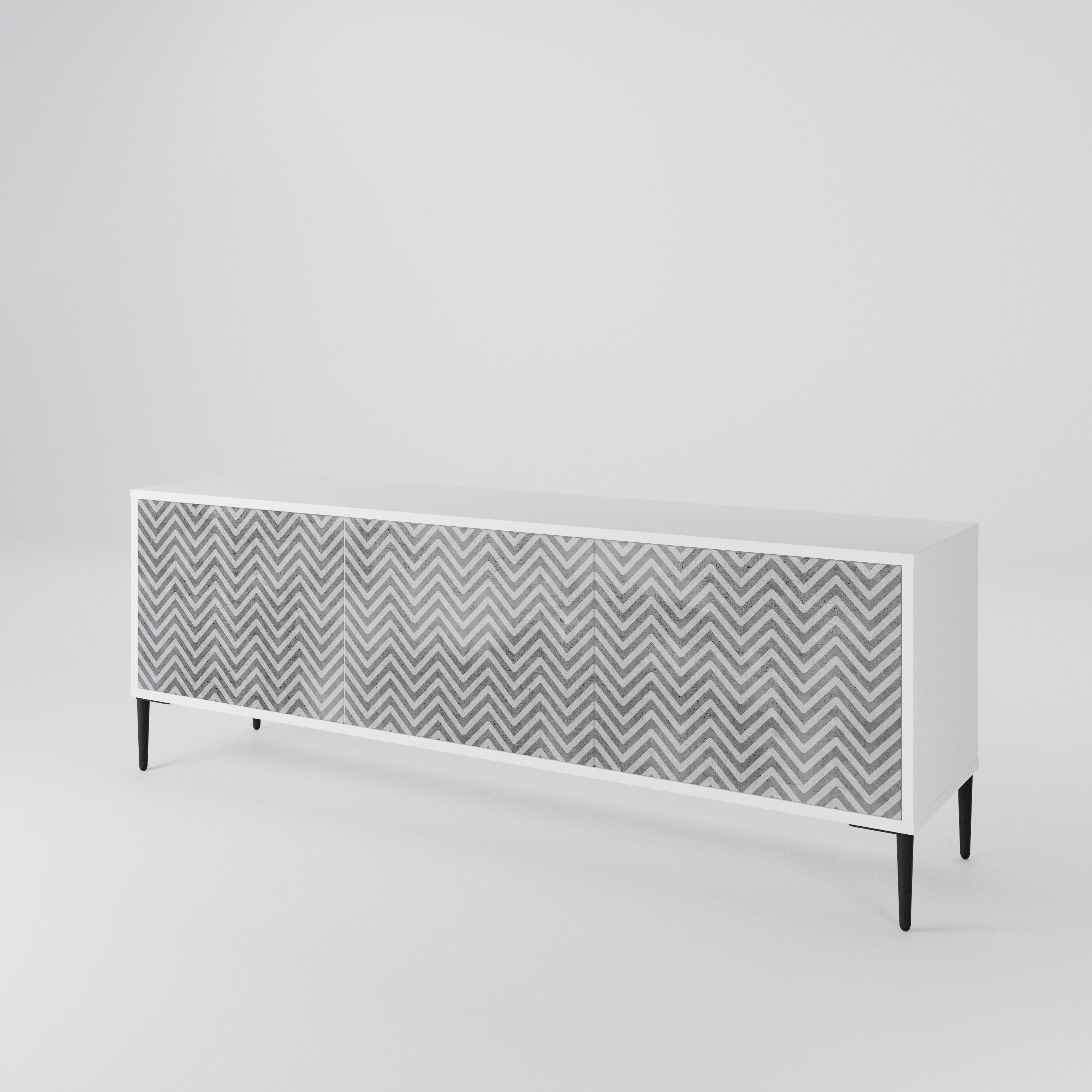 CONCRETE ZIG ZAG TV-bänk med 3 dörrar