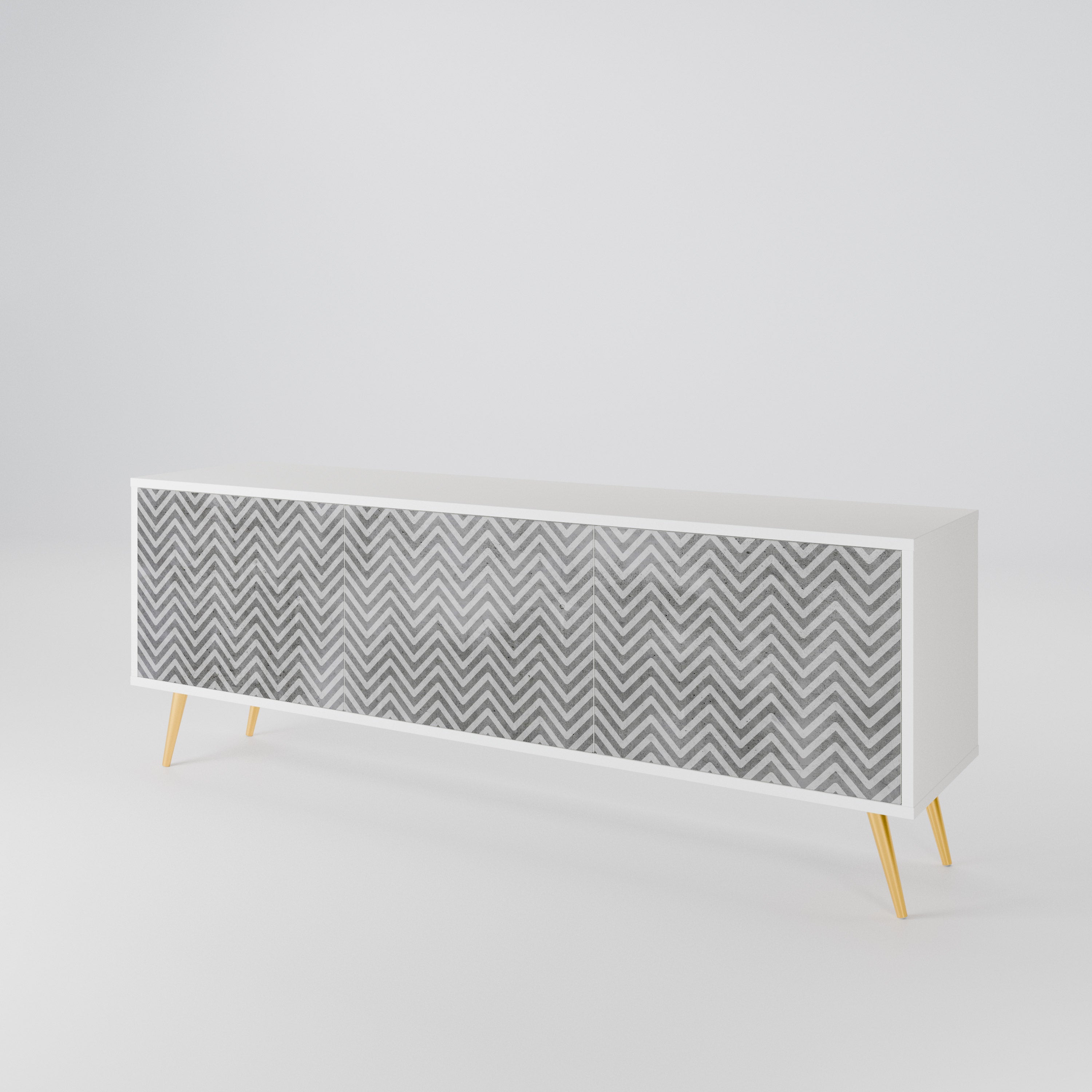 CONCRETE ZIG ZAG TV-bänk med 3 dörrar