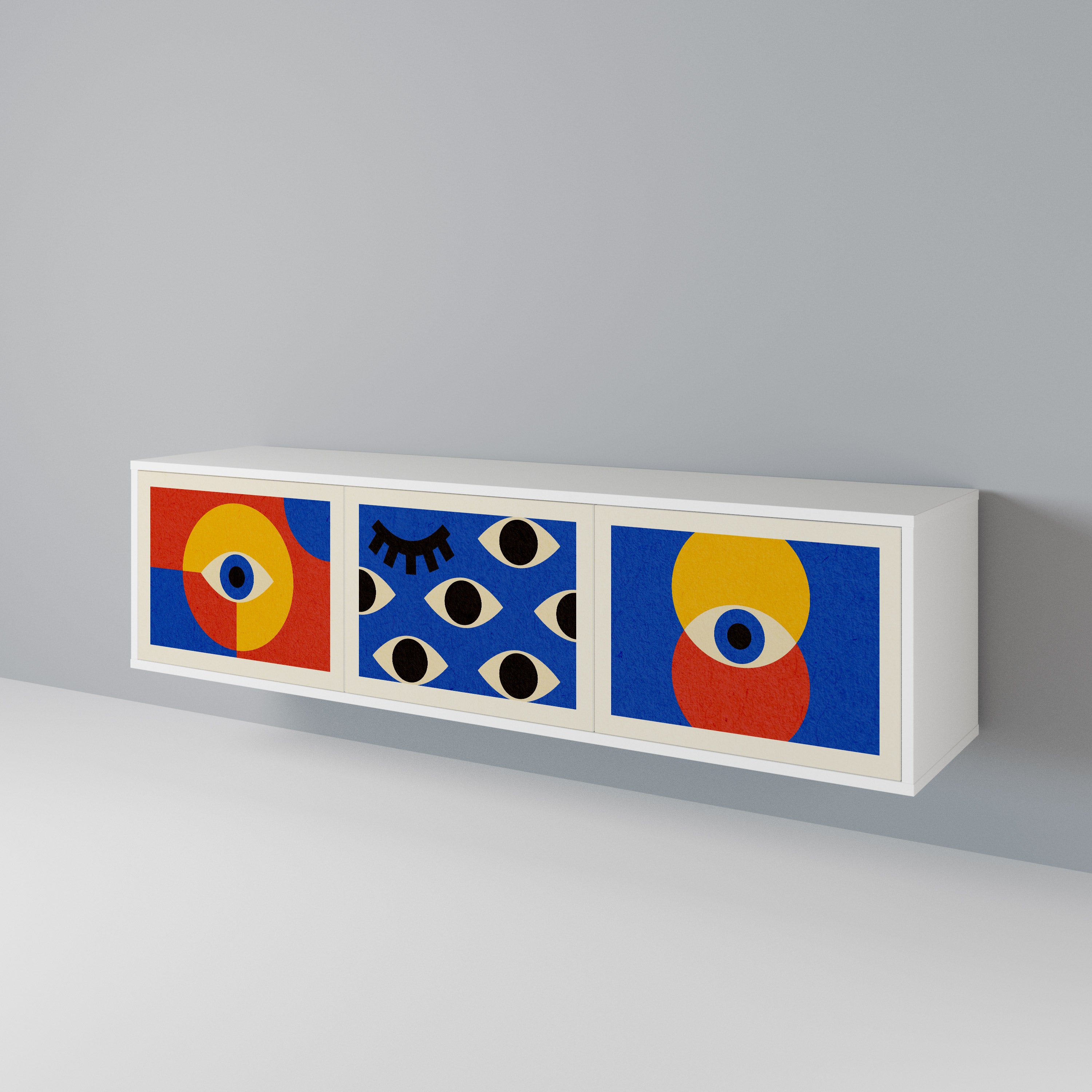GEOMETRIC EYES TV-bänk med 3 dörrar