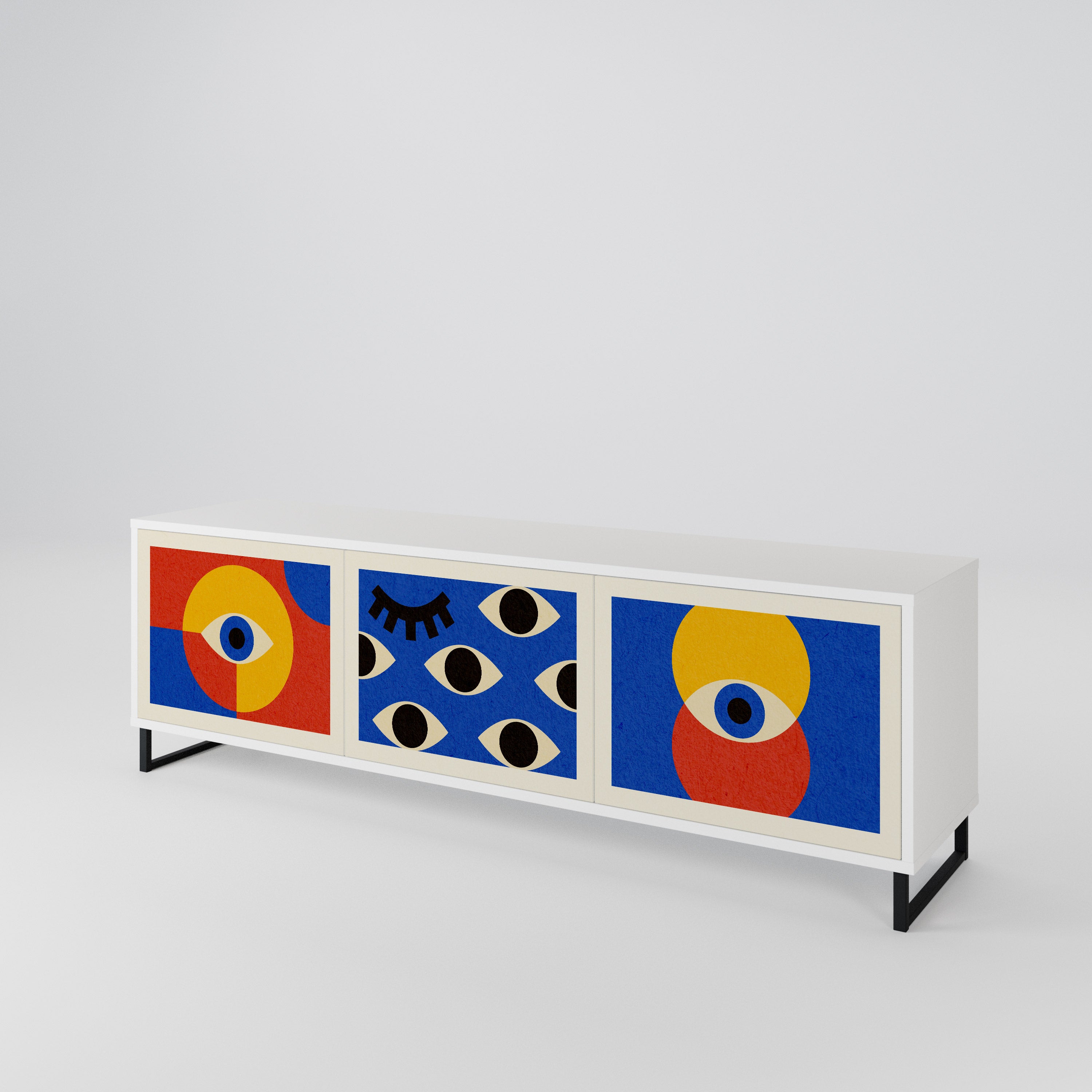 GEOMETRIC EYES TV-bänk med 3 dörrar