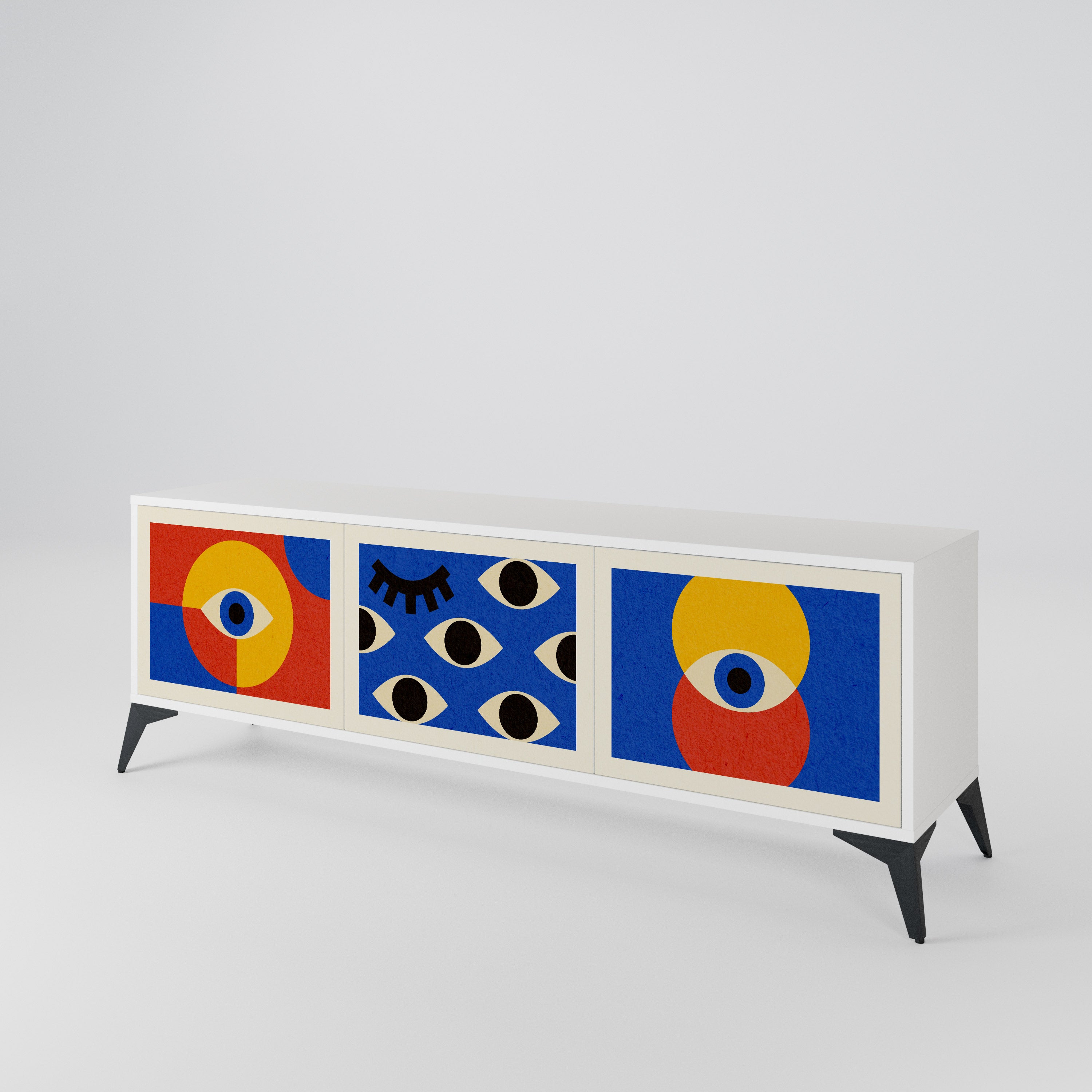 GEOMETRIC EYES TV-bänk med 3 dörrar
