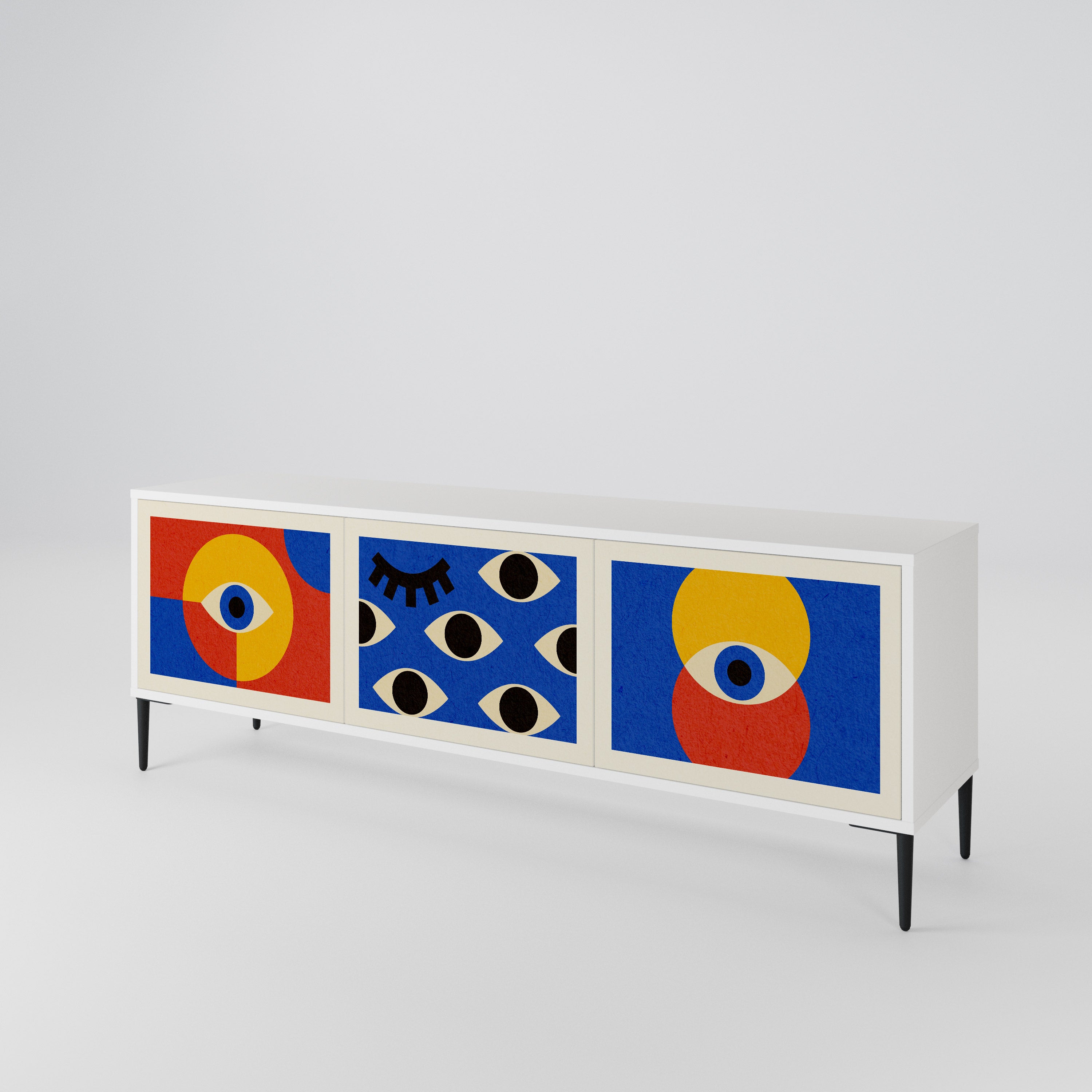 GEOMETRIC EYES TV-bänk med 3 dörrar